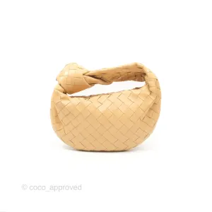 Bottega Veneta Mini Jodie Clutch Bag Intrecciato Almond Lambskin Gold Hardware