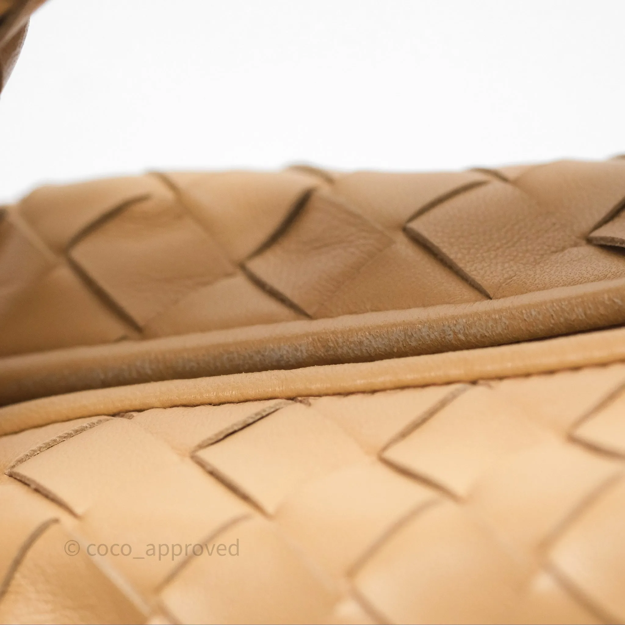 Bottega Veneta Mini Jodie Clutch Bag Intrecciato Almond Lambskin Gold Hardware