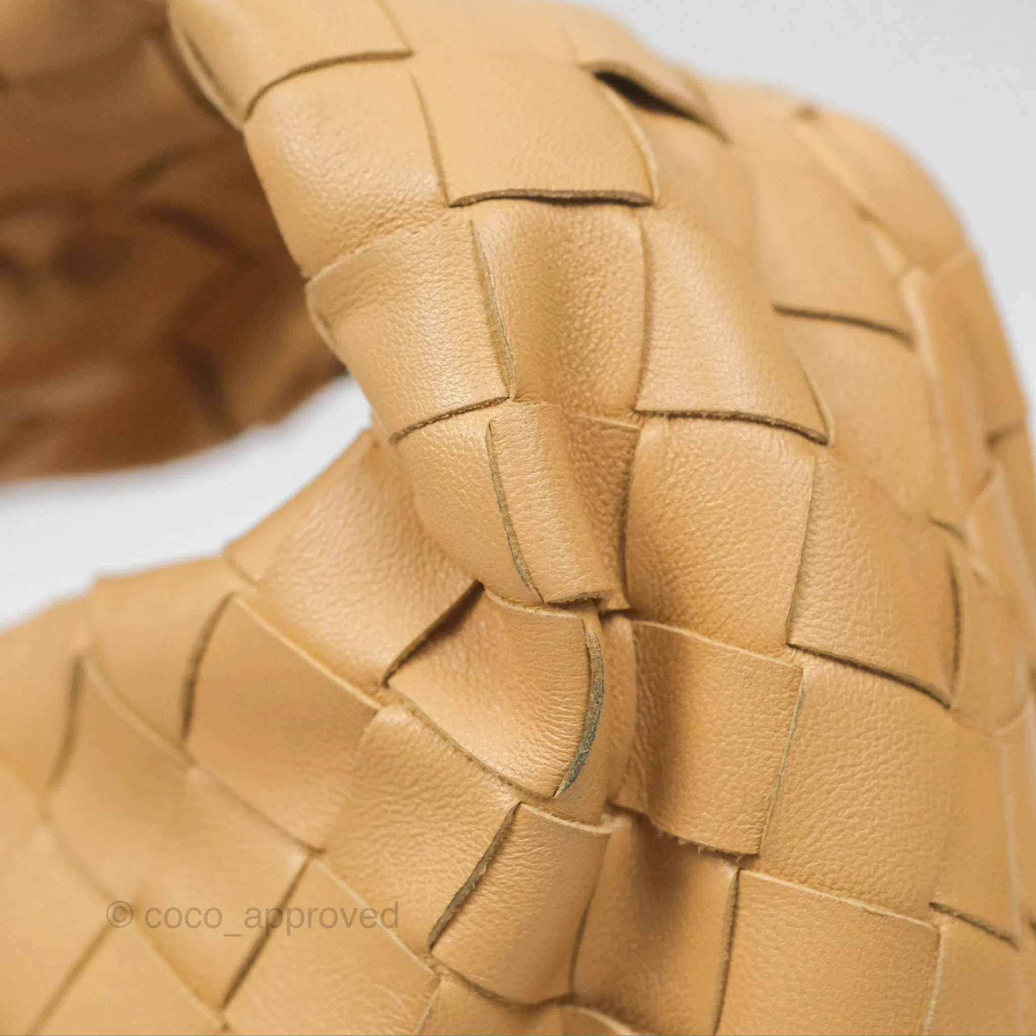 Bottega Veneta Mini Jodie Clutch Bag Intrecciato Almond Lambskin Gold Hardware