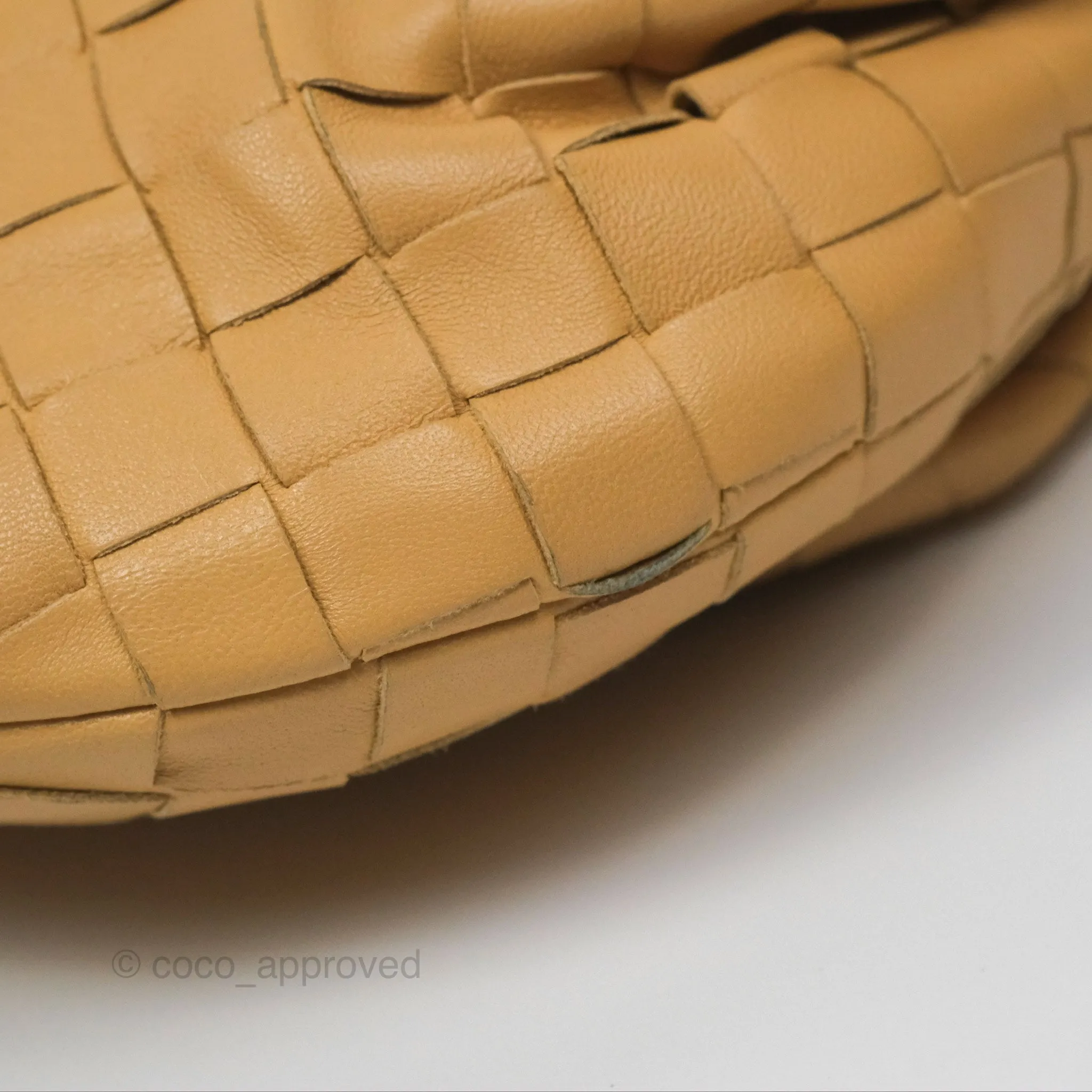 Bottega Veneta Mini Jodie Clutch Bag Intrecciato Almond Lambskin Gold Hardware