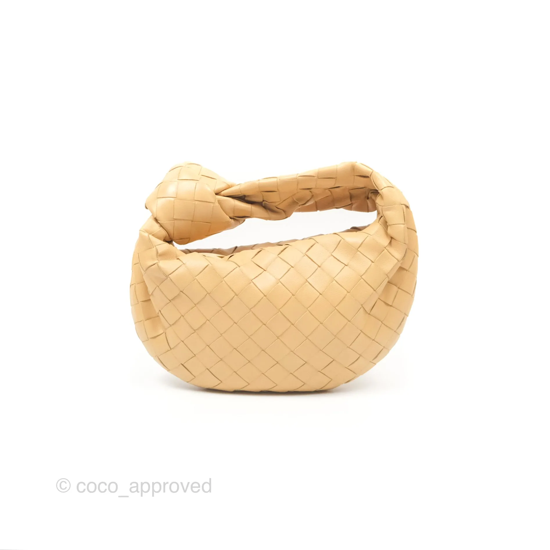 Bottega Veneta Mini Jodie Clutch Bag Intrecciato Almond Lambskin Gold Hardware