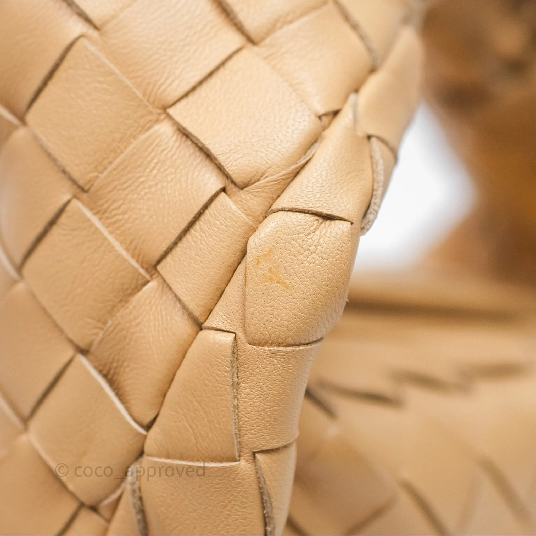 Bottega Veneta Mini Jodie Clutch Bag Intrecciato Almond Lambskin Gold Hardware