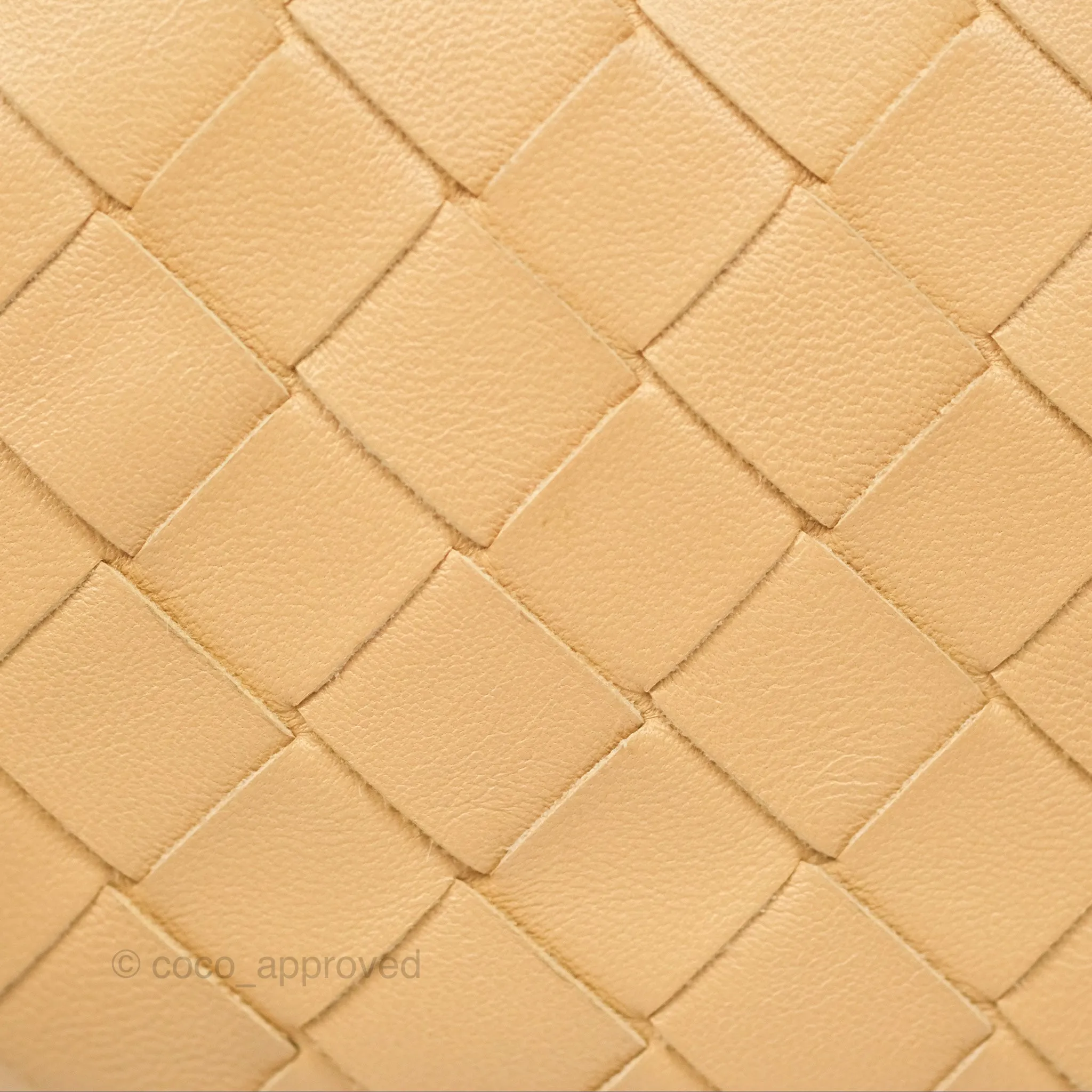 Bottega Veneta Mini Jodie Clutch Bag Intrecciato Almond Lambskin Gold Hardware