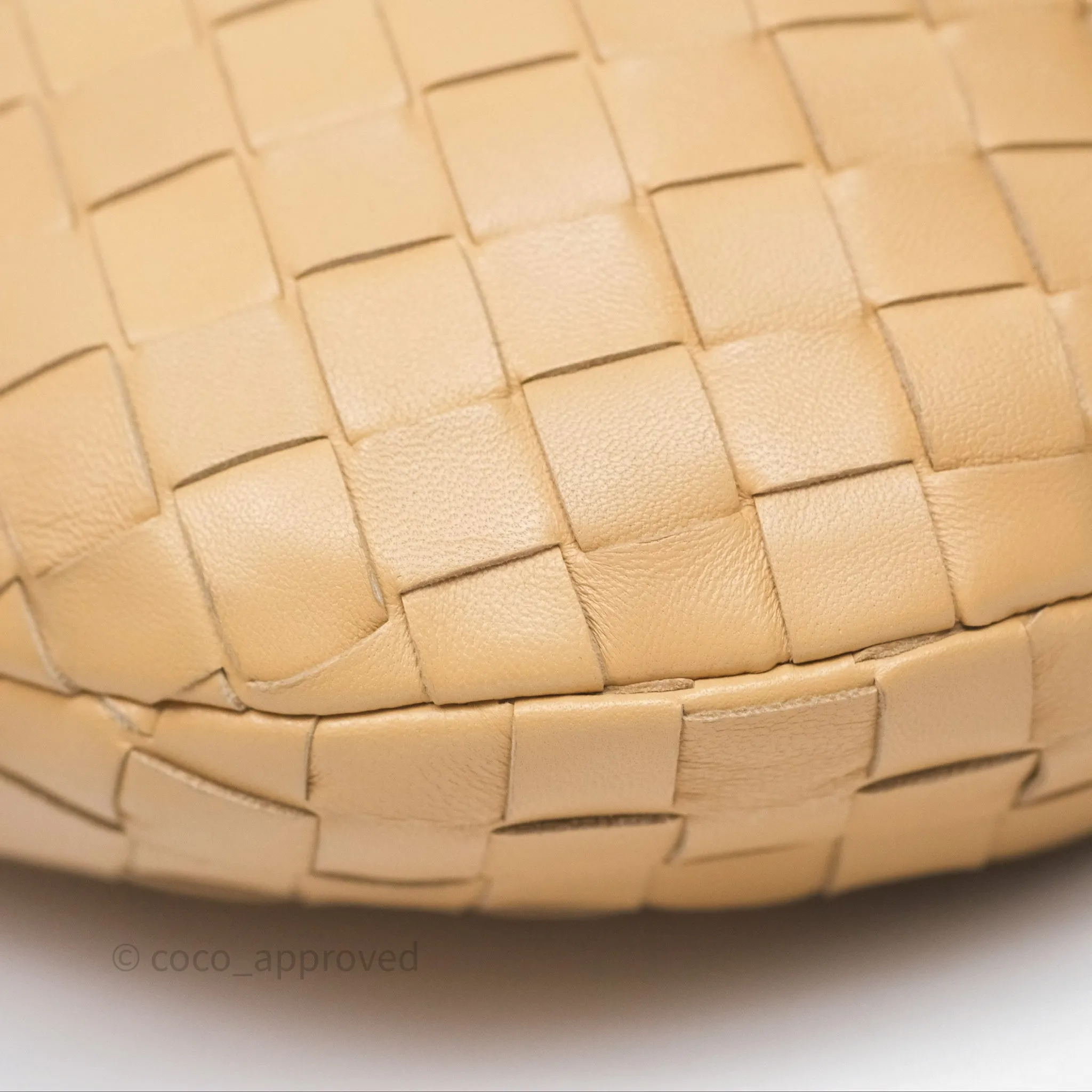 Bottega Veneta Mini Jodie Clutch Bag Intrecciato Almond Lambskin Gold Hardware