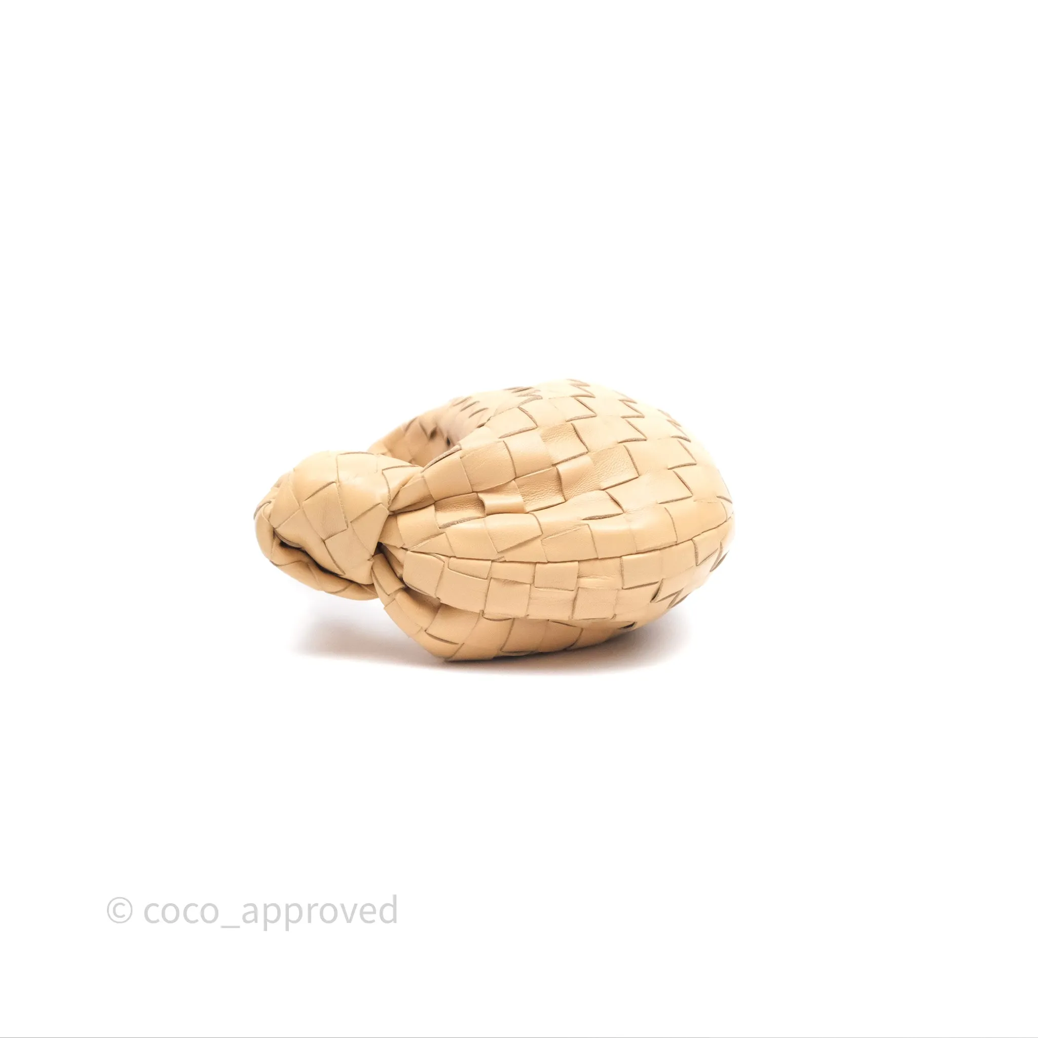 Bottega Veneta Mini Jodie Clutch Bag Intrecciato Almond Lambskin Gold Hardware
