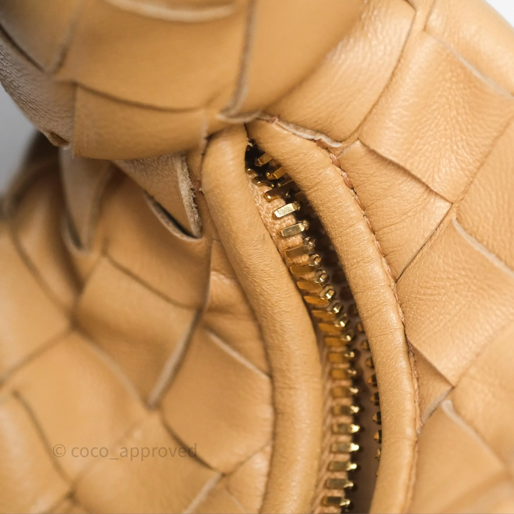 Bottega Veneta Mini Jodie Clutch Bag Intrecciato Almond Lambskin Gold Hardware