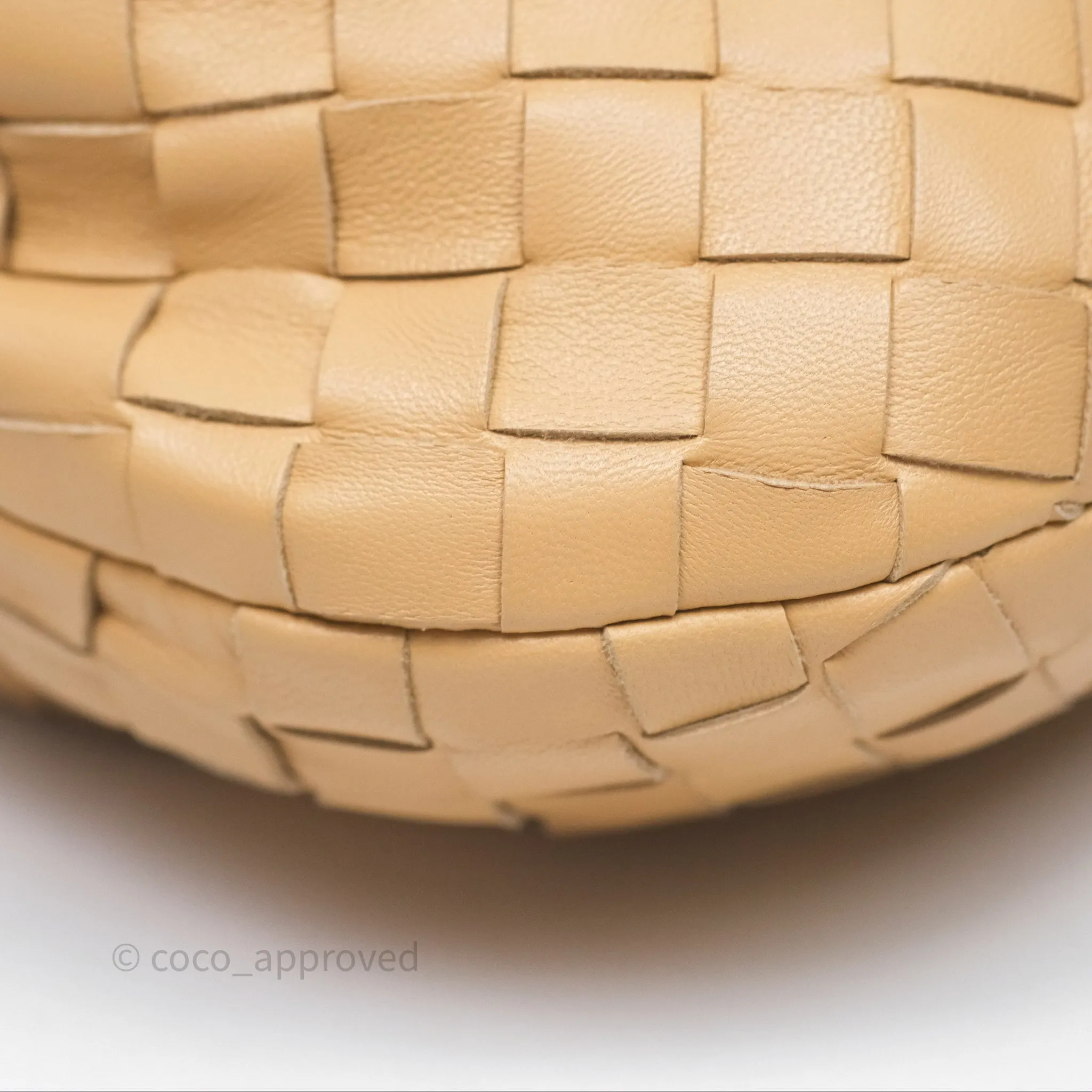Bottega Veneta Mini Jodie Clutch Bag Intrecciato Almond Lambskin Gold Hardware