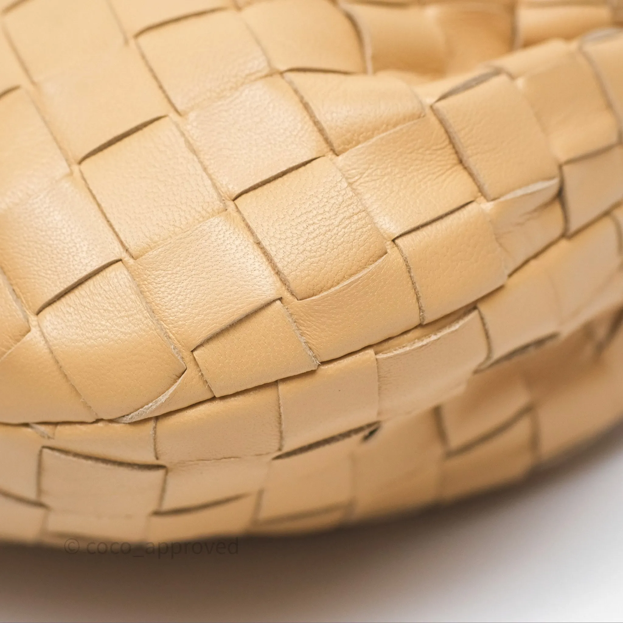 Bottega Veneta Mini Jodie Clutch Bag Intrecciato Almond Lambskin Gold Hardware