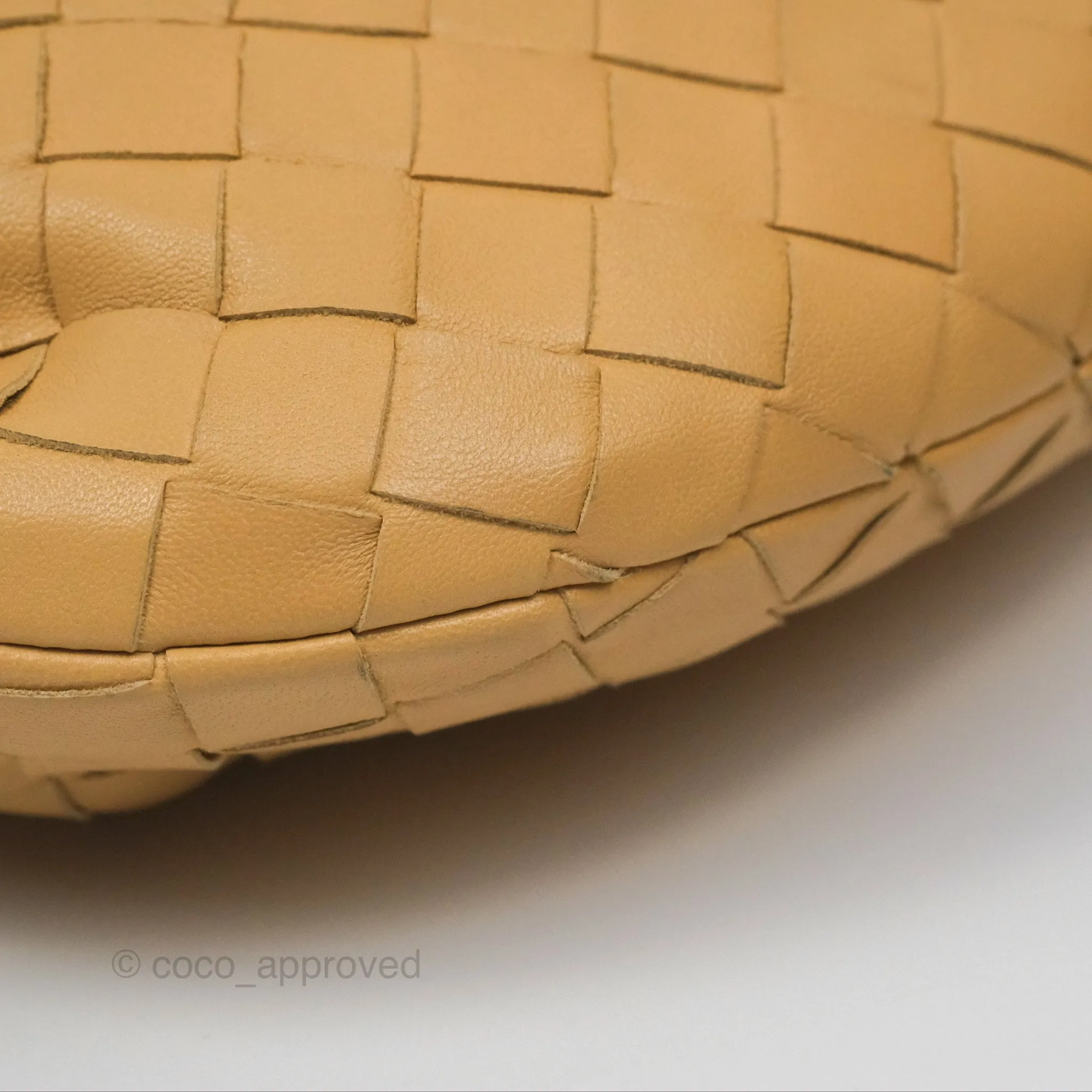 Bottega Veneta Mini Jodie Clutch Bag Intrecciato Almond Lambskin Gold Hardware