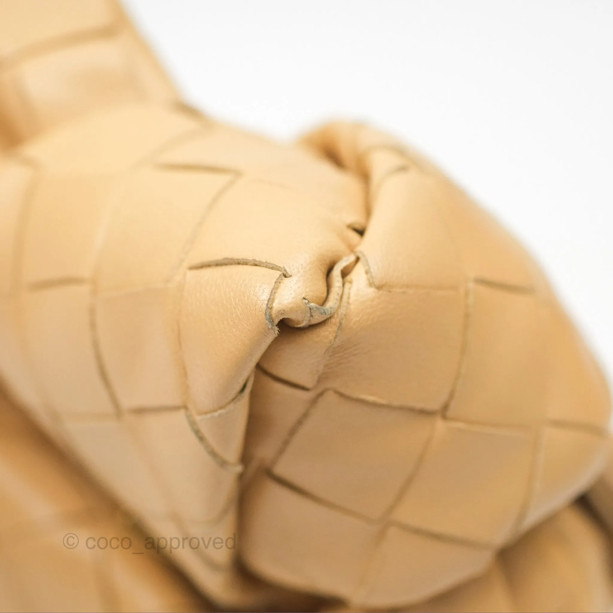 Bottega Veneta Mini Jodie Clutch Bag Intrecciato Almond Lambskin Gold Hardware