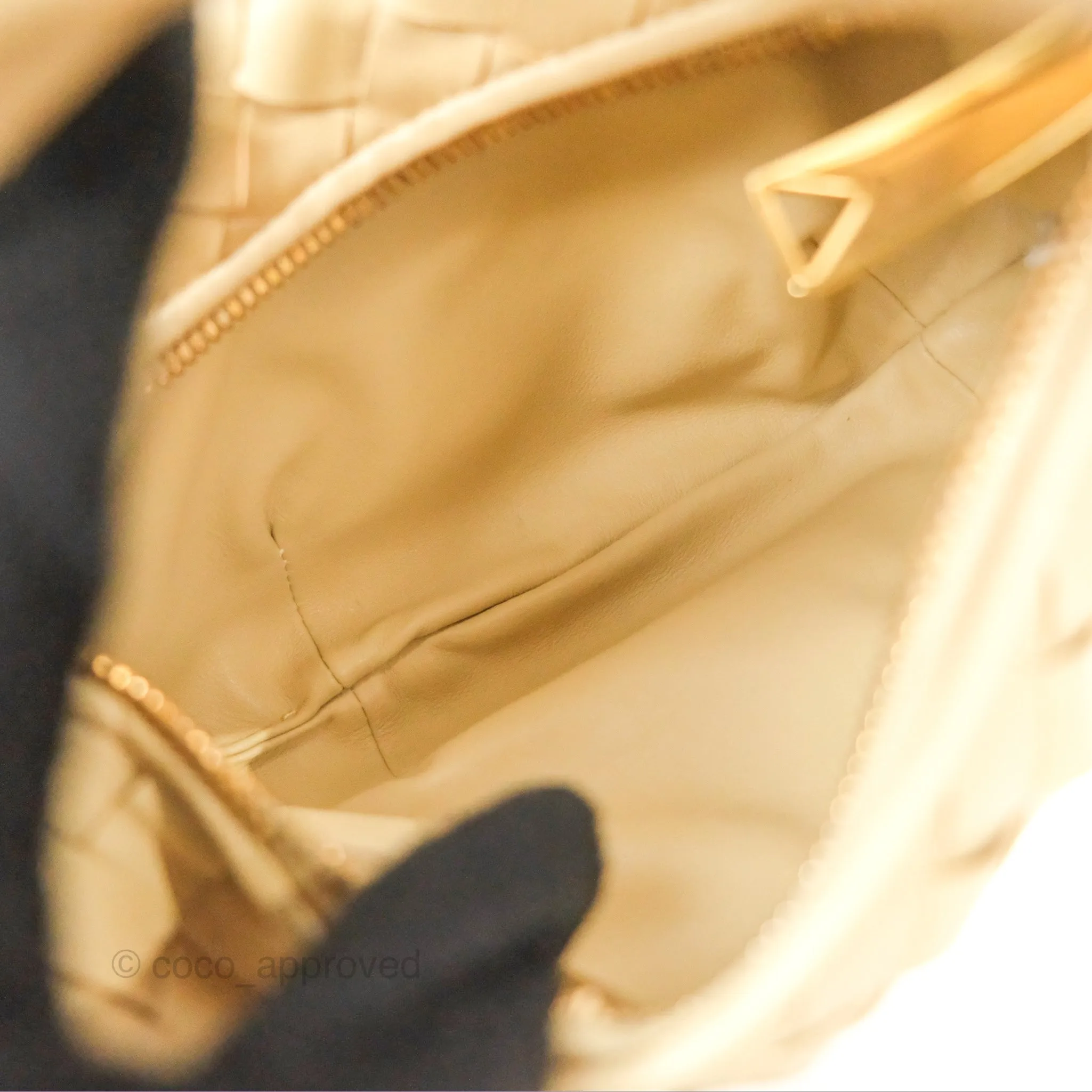Bottega Veneta Mini Jodie Clutch Bag Intrecciato Porridge Lambskin Gold Hardware