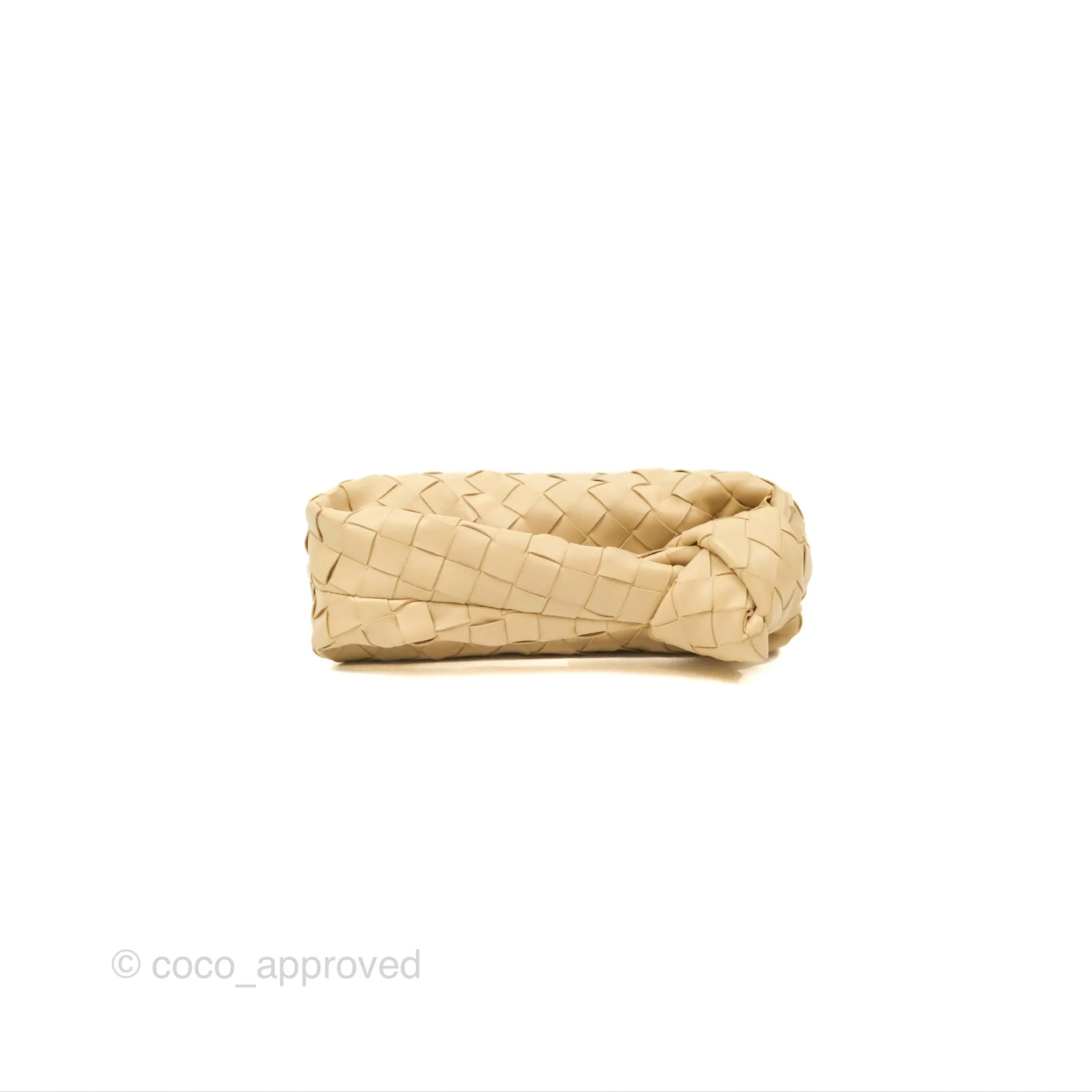 Bottega Veneta Mini Jodie Clutch Bag Intrecciato Porridge Lambskin Gold Hardware