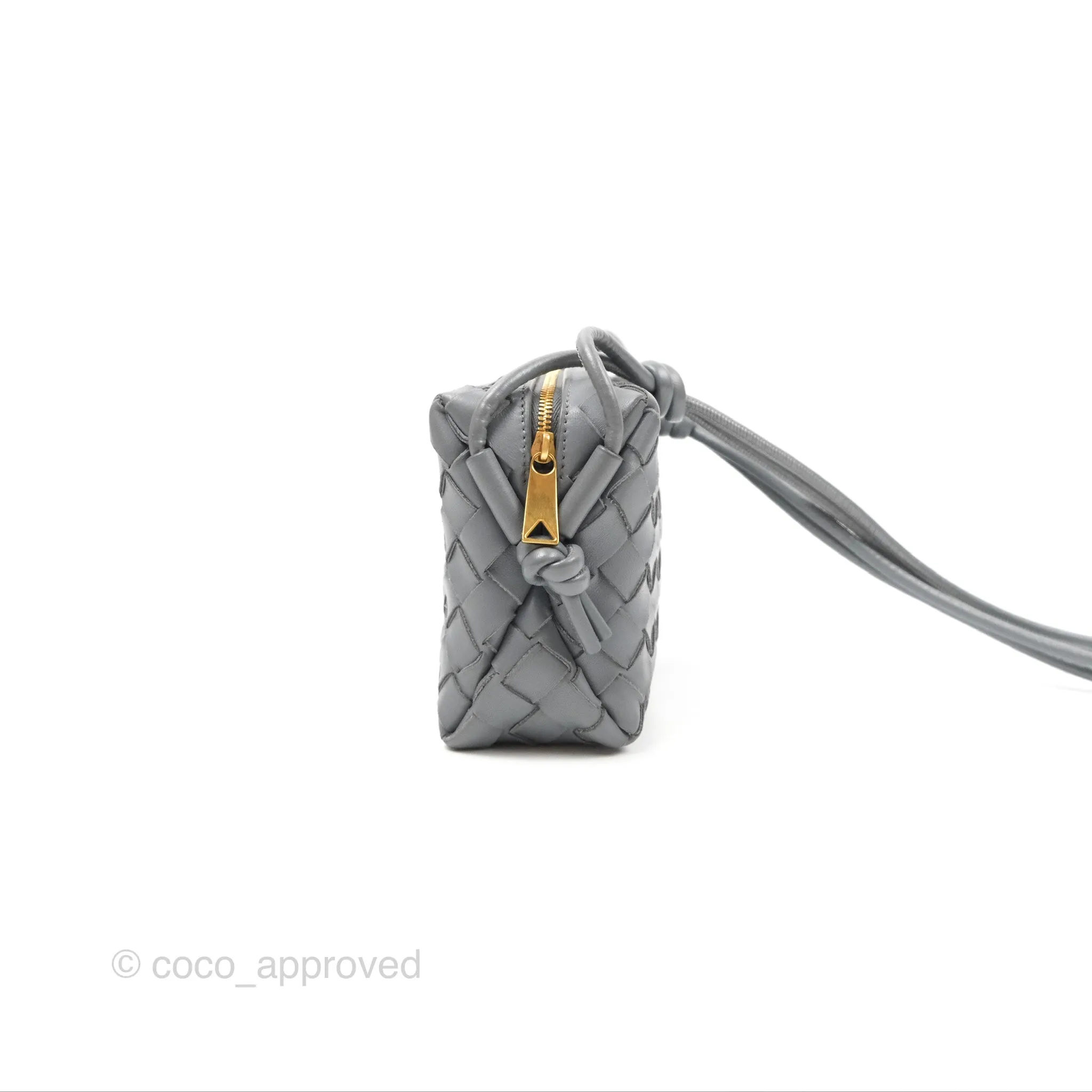 Bottega Veneta Mini Loop Camera Bag Intrecciato Lambskin Thunder