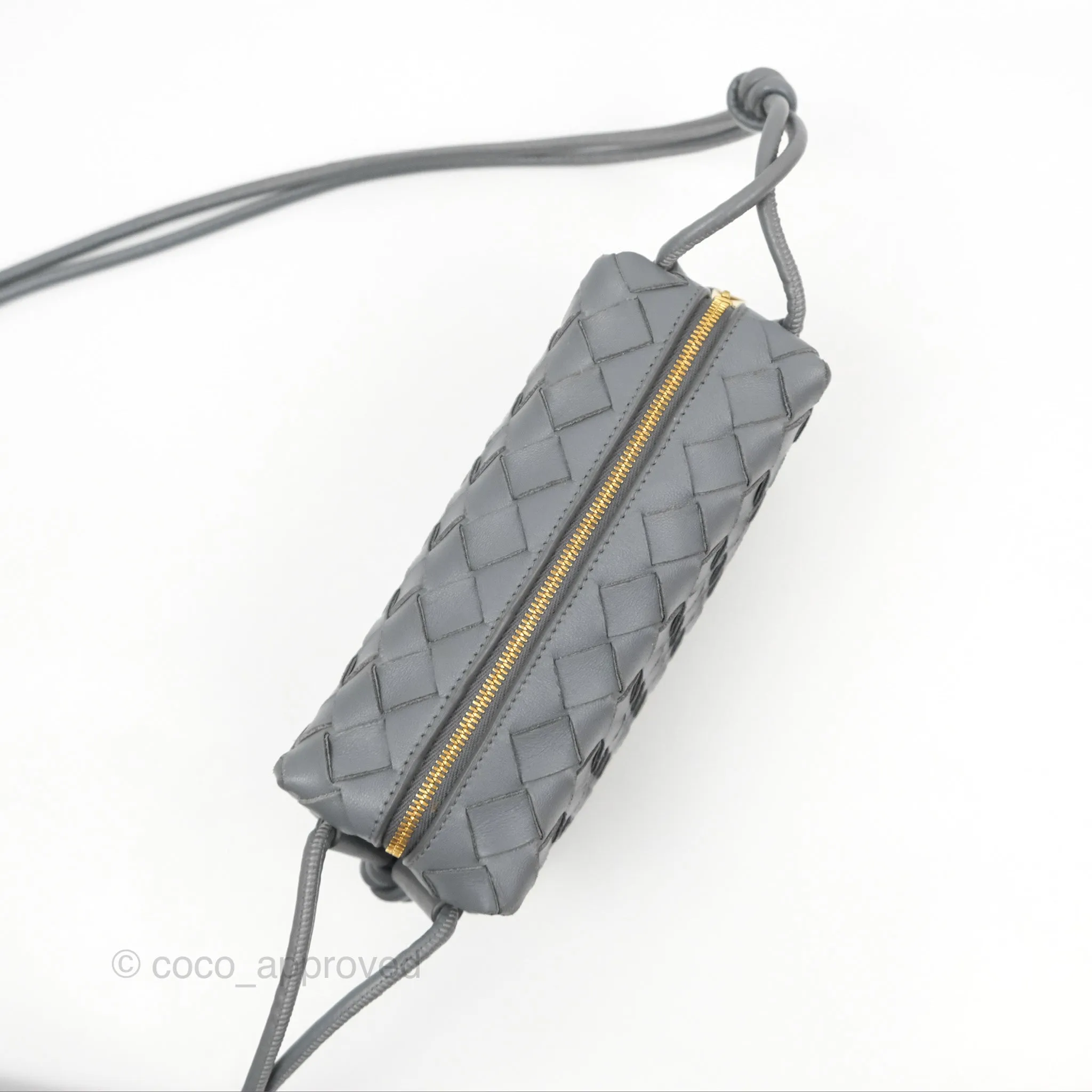Bottega Veneta Mini Loop Camera Bag Intrecciato Lambskin Thunder