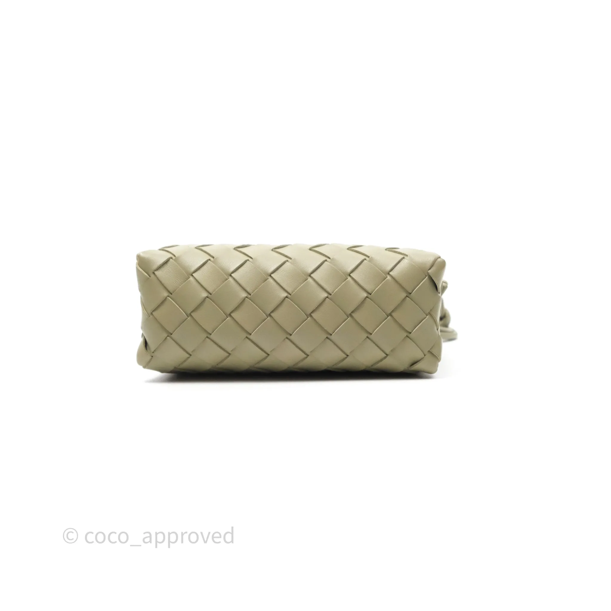 Bottega Veneta Mini Loop Camera Bag Intrecciato Lambskin Travertine