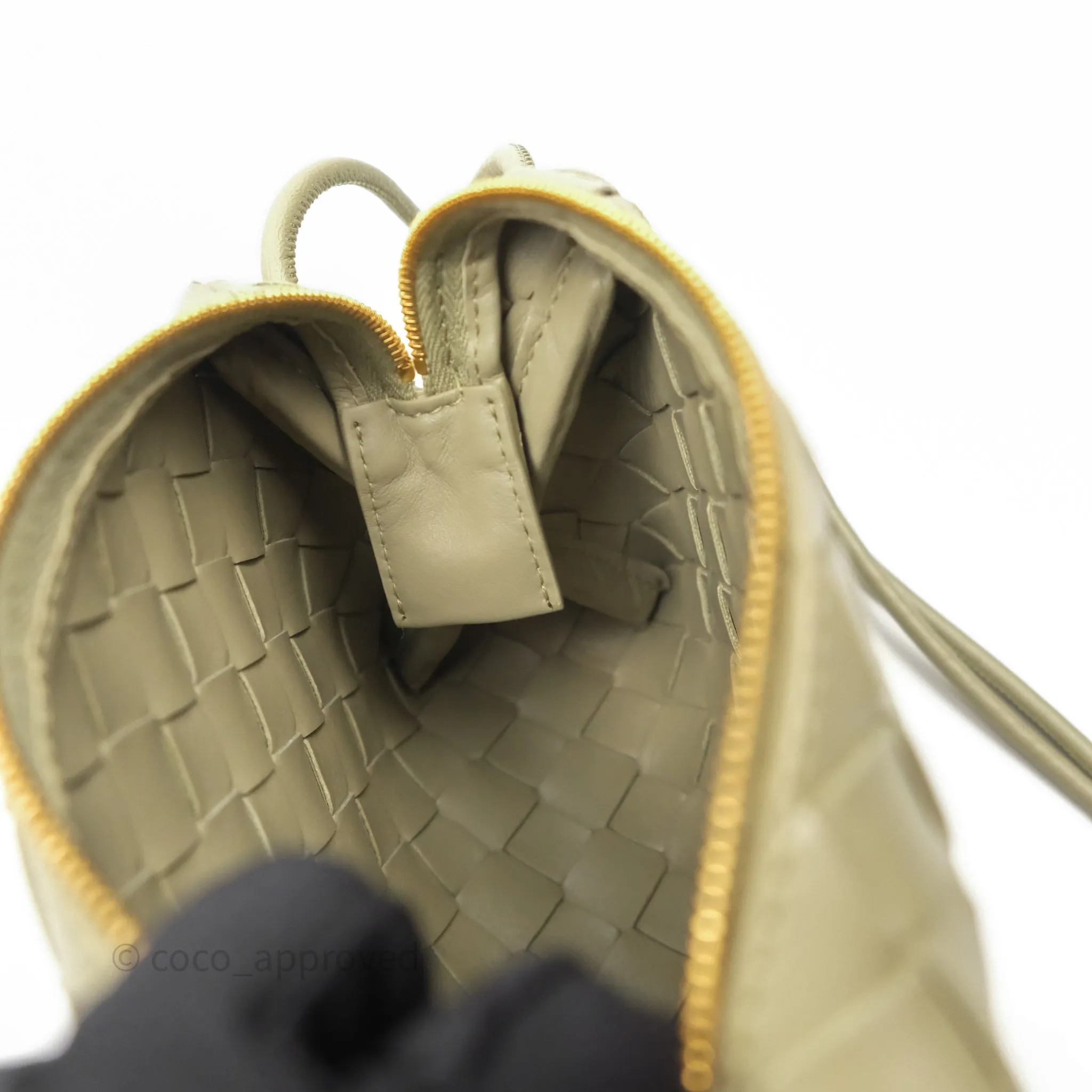 Bottega Veneta Mini Loop Camera Bag Intrecciato Lambskin Travertine