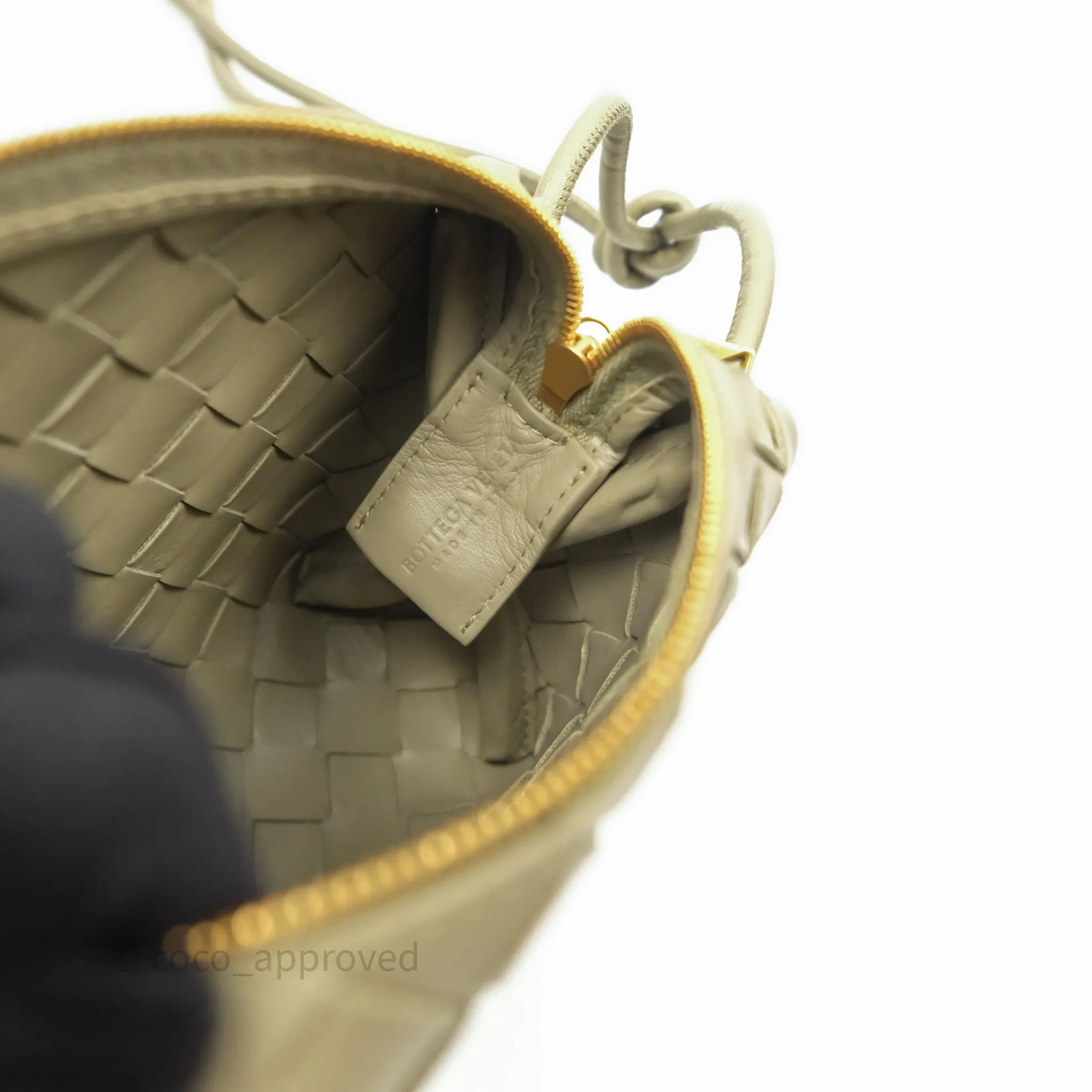 Bottega Veneta Mini Loop Camera Bag Intrecciato Lambskin Travertine