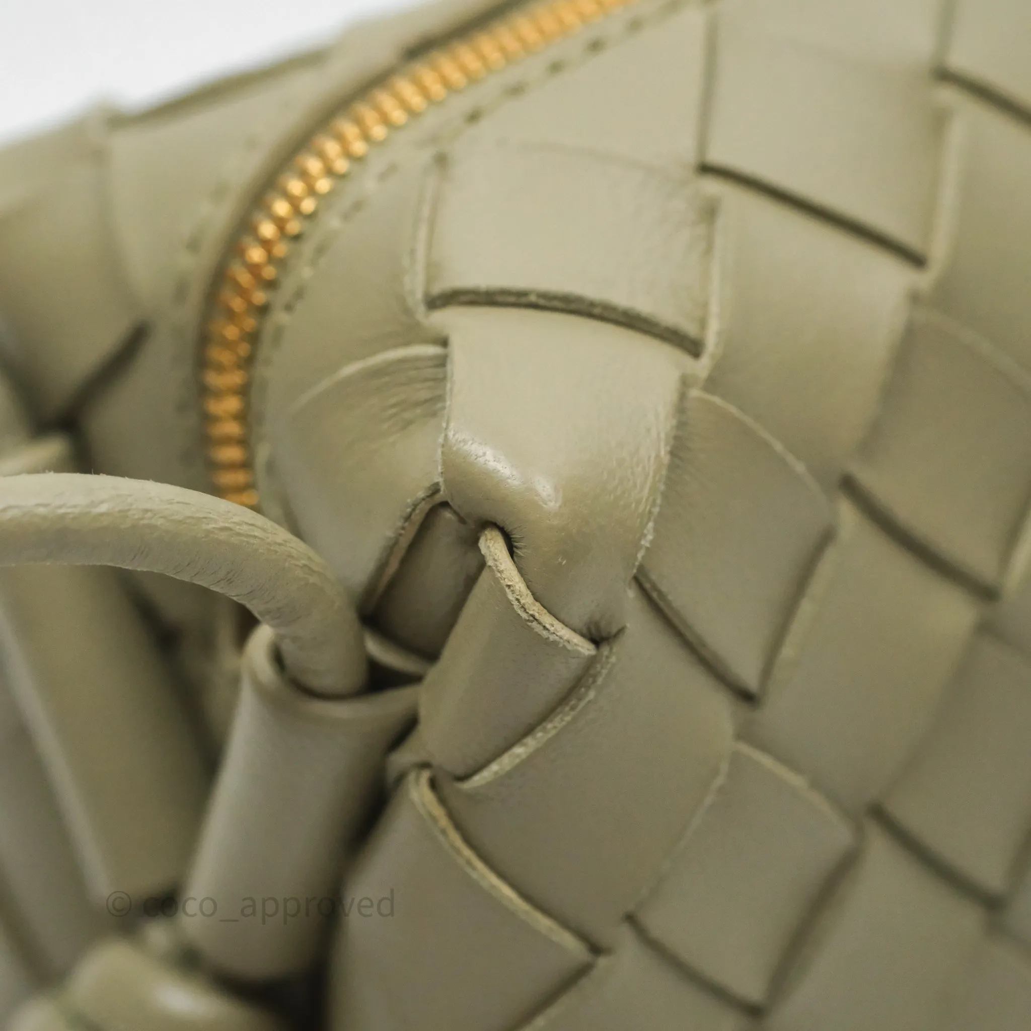 Bottega Veneta Mini Loop Camera Bag Intrecciato Lambskin Travertine