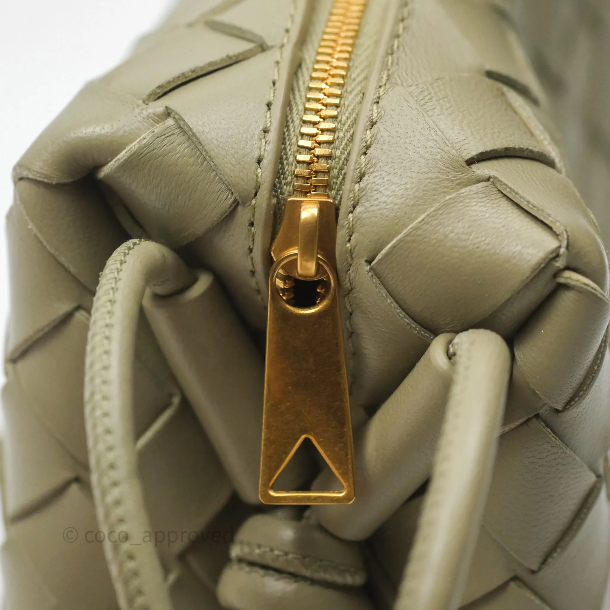 Bottega Veneta Mini Loop Camera Bag Intrecciato Lambskin Travertine