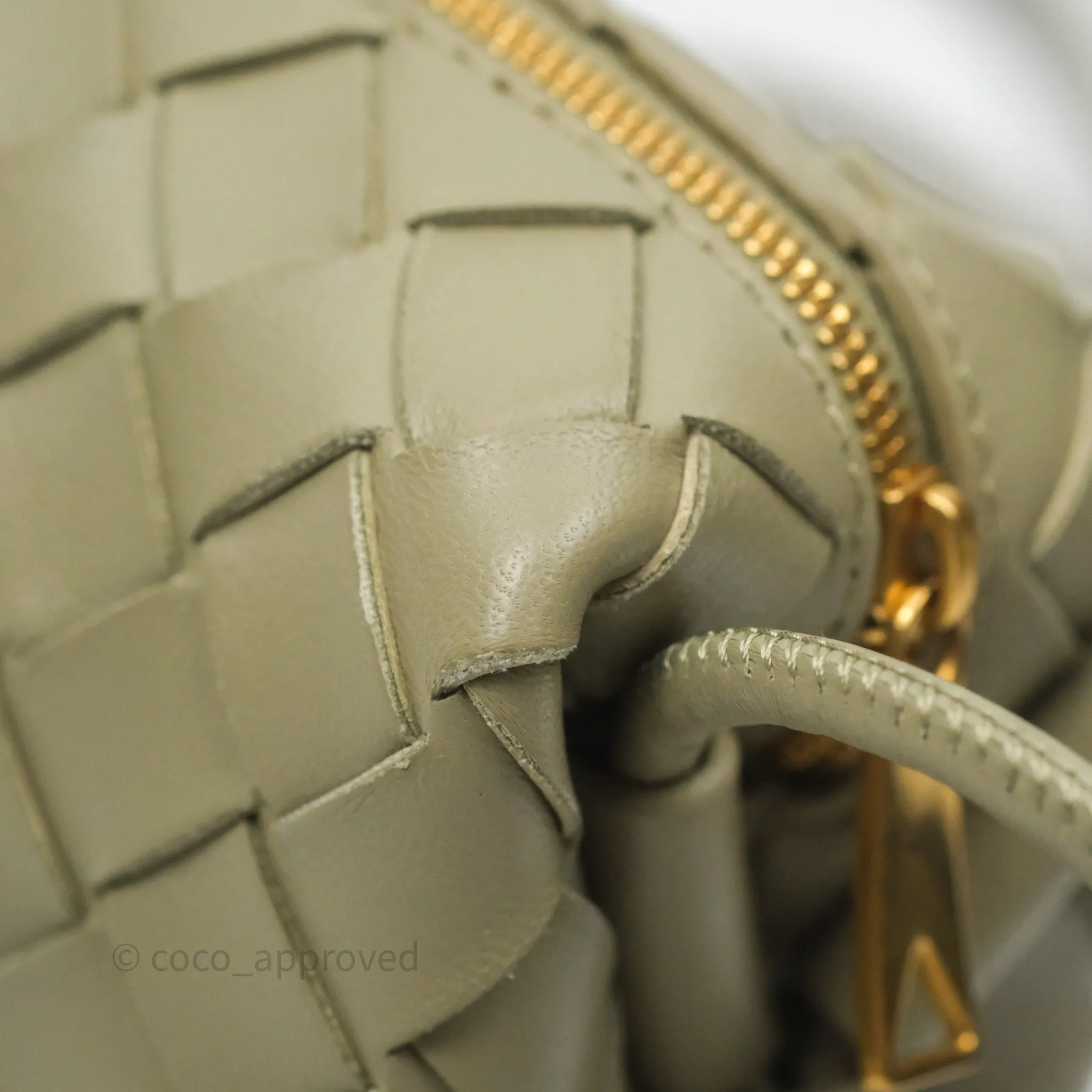 Bottega Veneta Mini Loop Camera Bag Intrecciato Lambskin Travertine