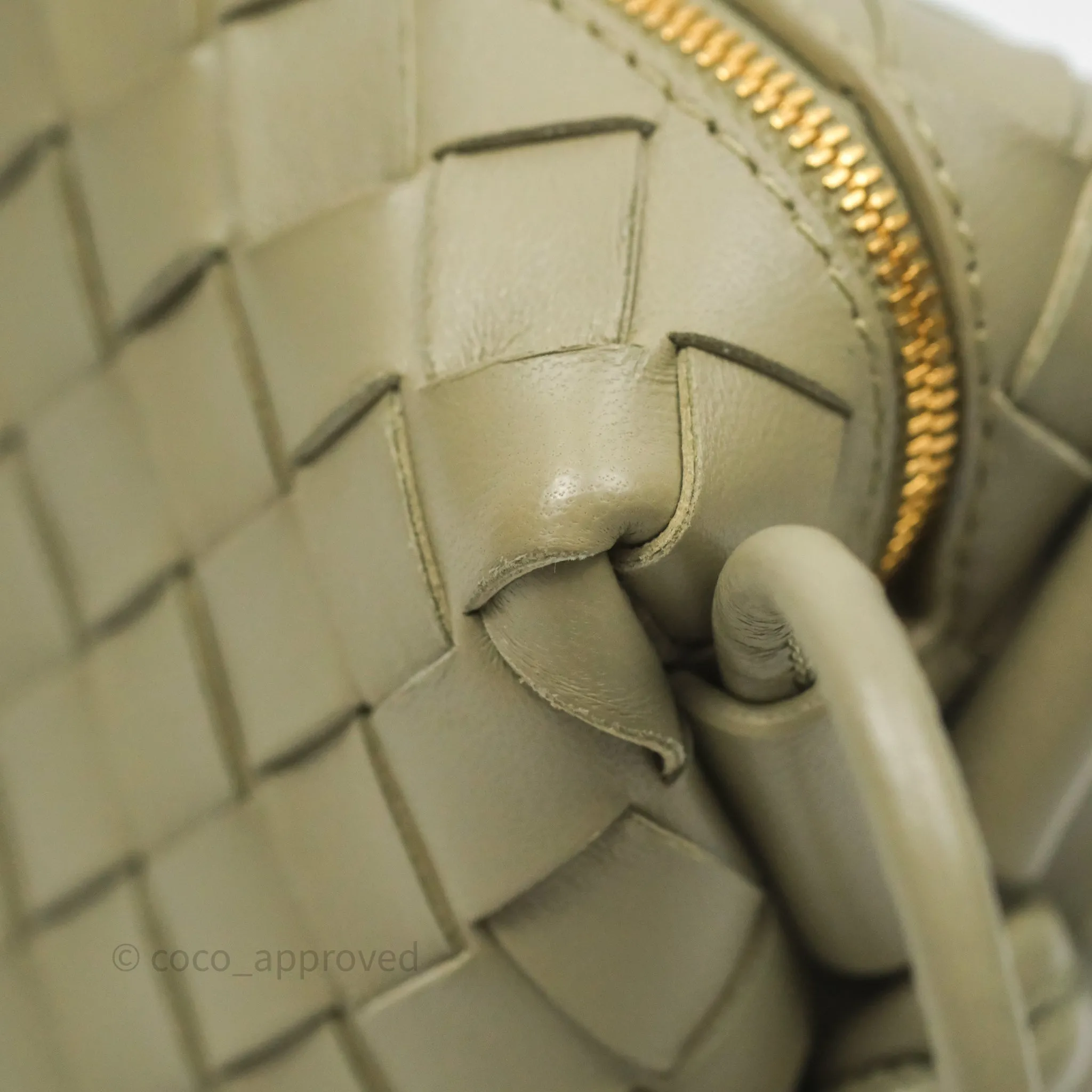 Bottega Veneta Mini Loop Camera Bag Intrecciato Lambskin Travertine