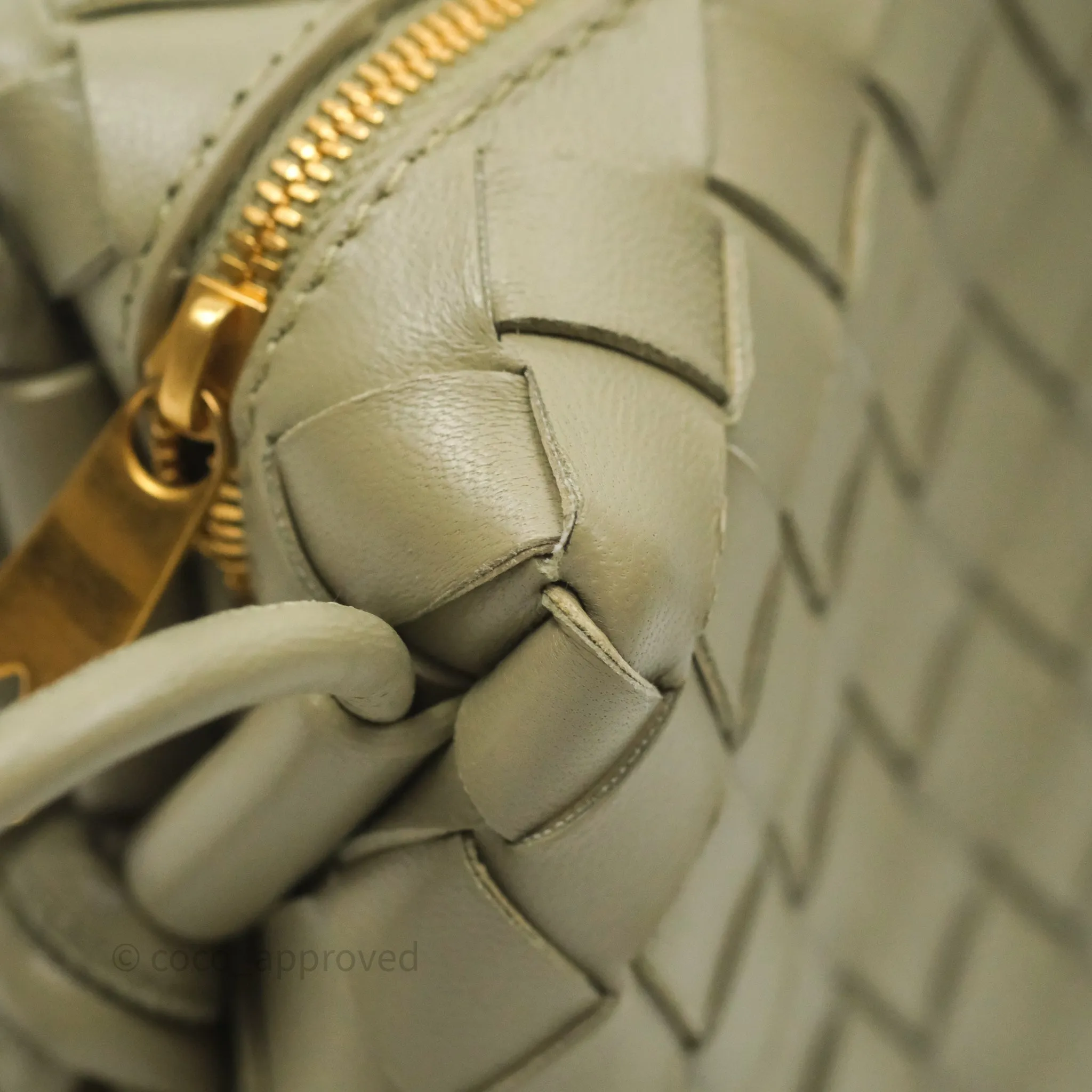 Bottega Veneta Mini Loop Camera Bag Intrecciato Lambskin Travertine