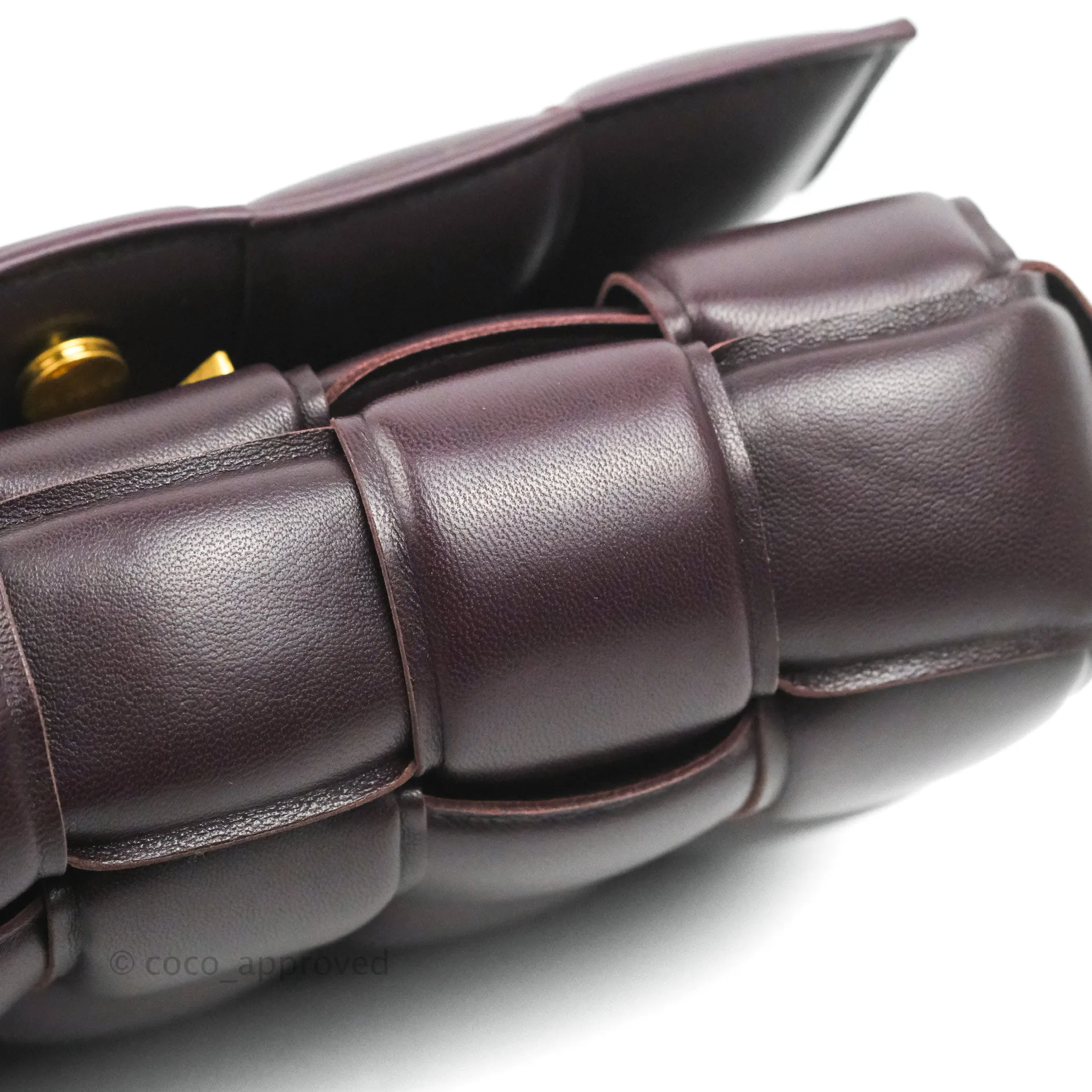 Bottega Veneta Padded Cassette Shoulder Bag Grape Lambskin Gold Hardware