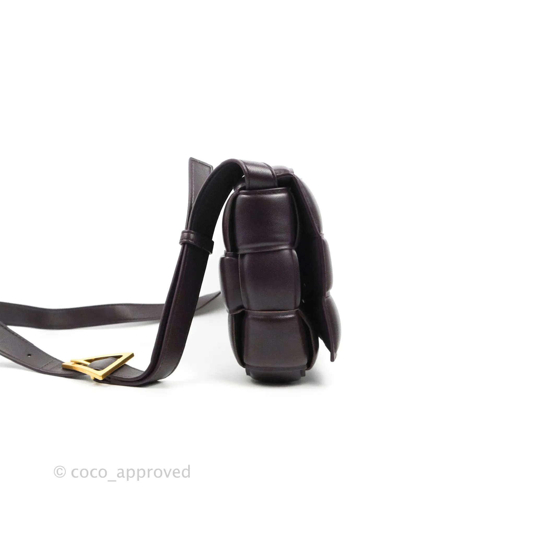 Bottega Veneta Padded Cassette Shoulder Bag Grape Lambskin Gold Hardware