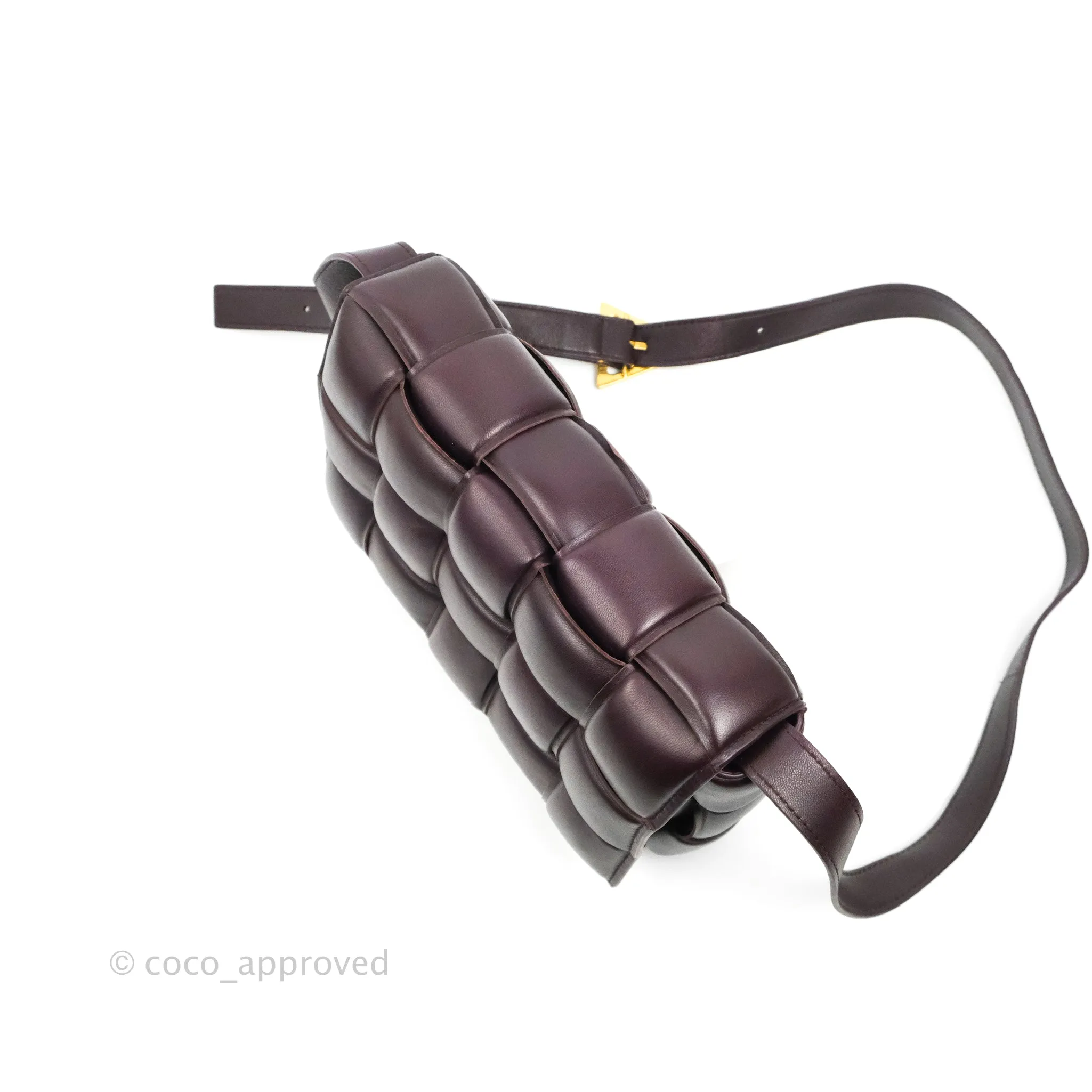 Bottega Veneta Padded Cassette Shoulder Bag Grape Lambskin Gold Hardware
