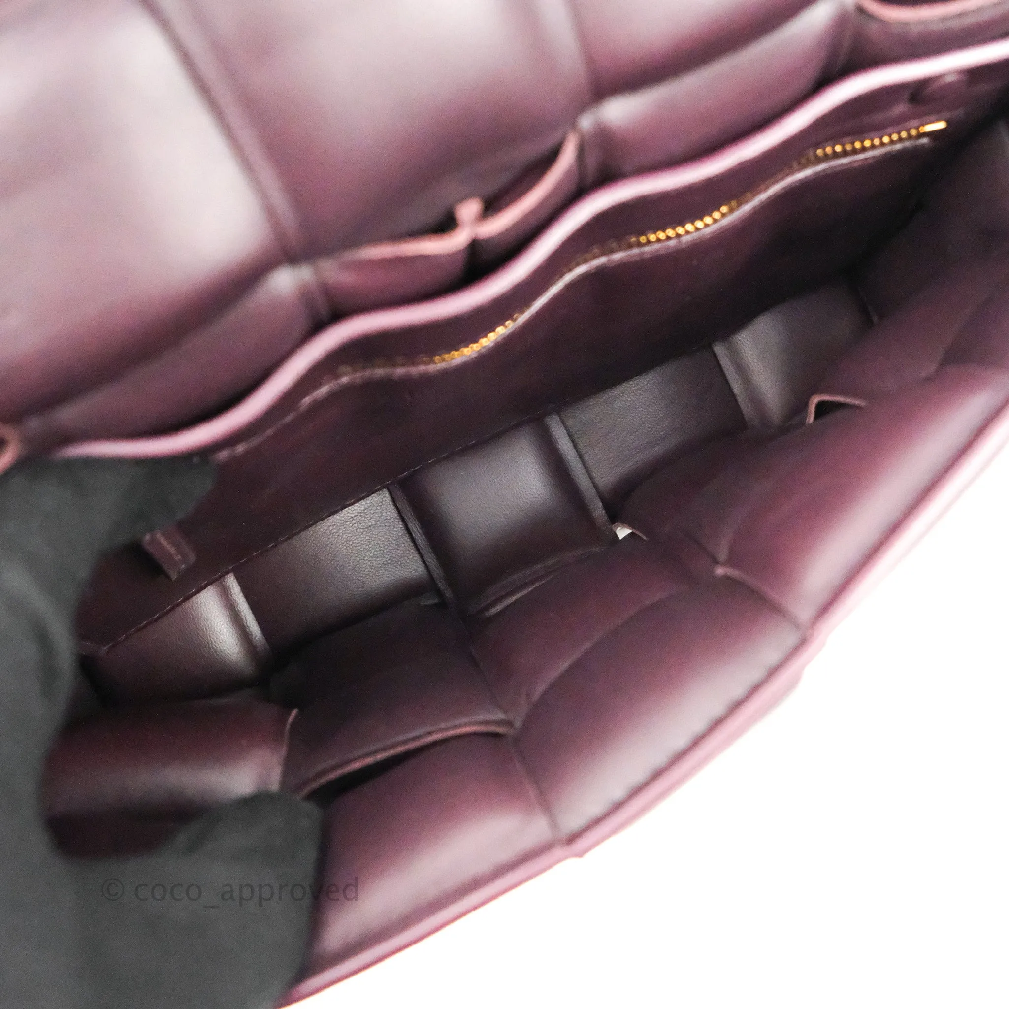 Bottega Veneta Padded Cassette Shoulder Bag Grape Lambskin Gold Hardware