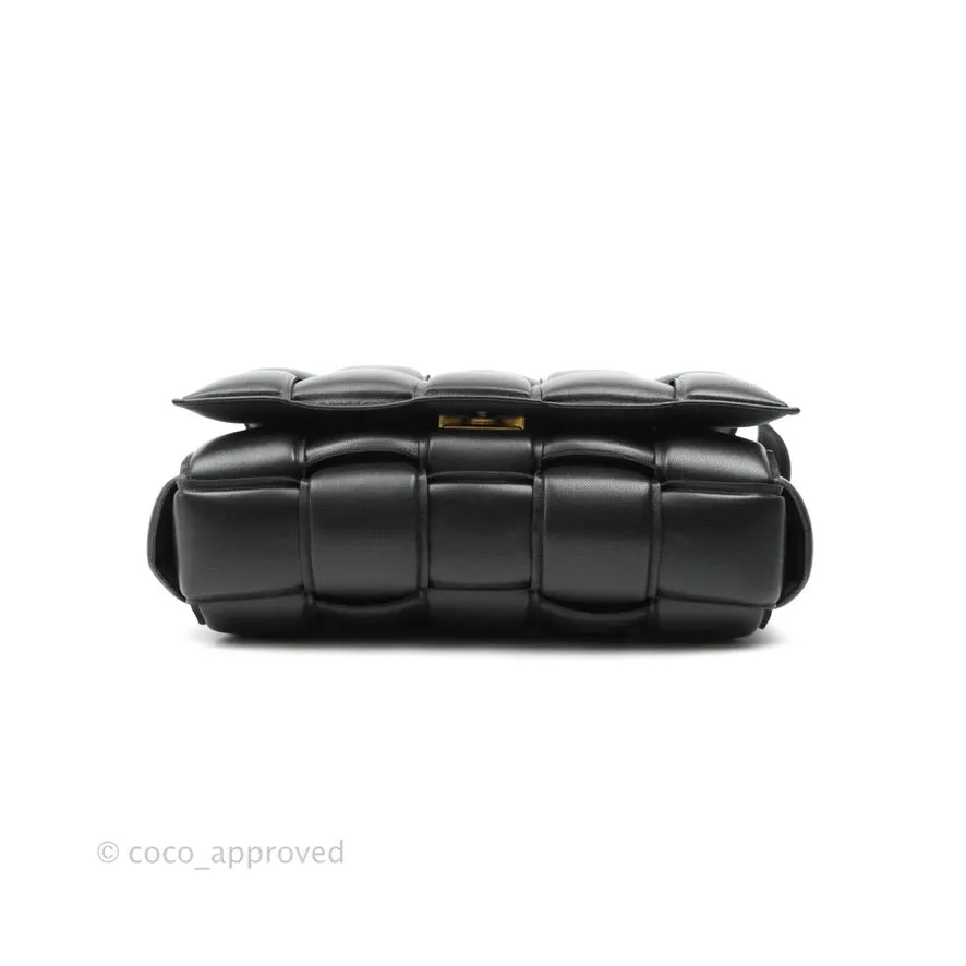 Bottega Veneta Padded Cassette Shoulder Bag Intrecciato Black Lambskin Gold Hardware