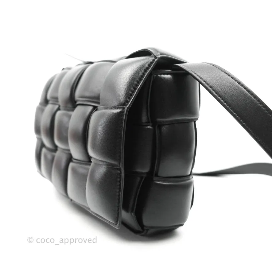 Bottega Veneta Padded Cassette Shoulder Bag Intrecciato Black Lambskin Gold Hardware