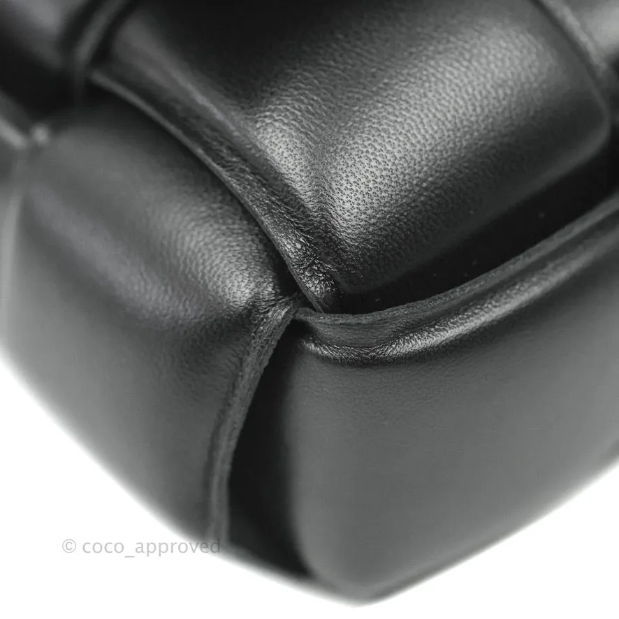 Bottega Veneta Padded Cassette Shoulder Bag Intrecciato Black Lambskin Gold Hardware