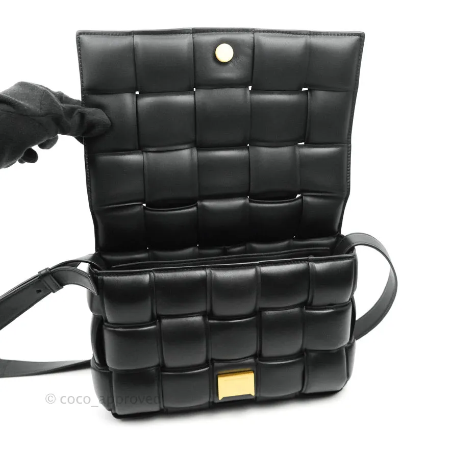 Bottega Veneta Padded Cassette Shoulder Bag Intrecciato Black Lambskin Gold Hardware