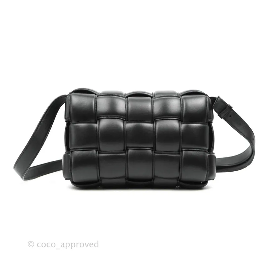 Bottega Veneta Padded Cassette Shoulder Bag Intrecciato Black Lambskin Gold Hardware