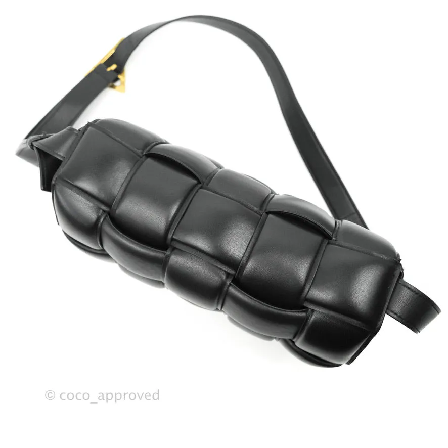 Bottega Veneta Padded Cassette Shoulder Bag Intrecciato Black Lambskin Gold Hardware