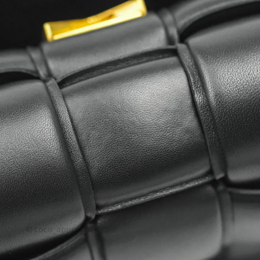 Bottega Veneta Padded Cassette Shoulder Bag Intrecciato Black Lambskin Gold Hardware
