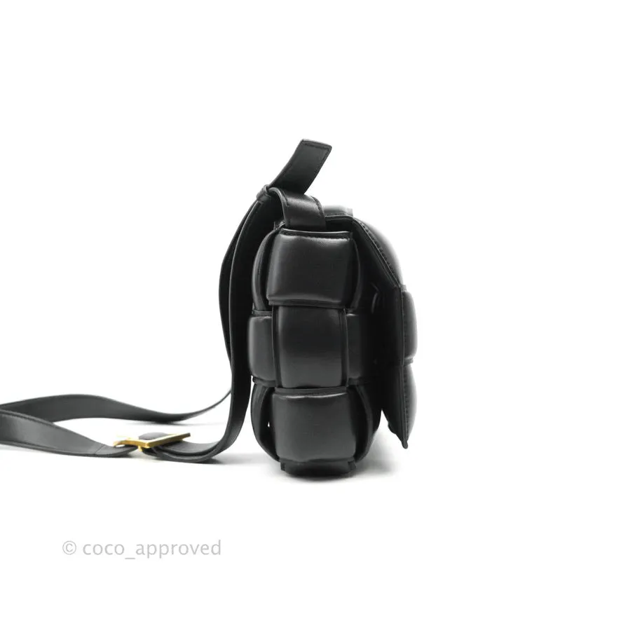 Bottega Veneta Padded Cassette Shoulder Bag Intrecciato Black Lambskin Gold Hardware