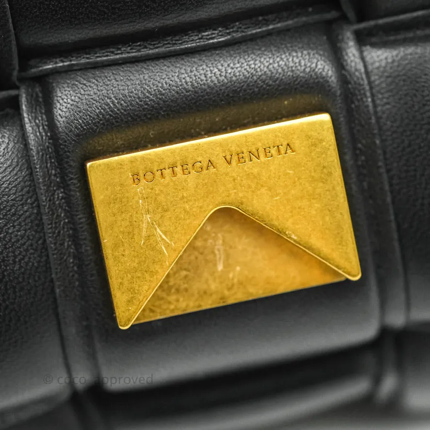 Bottega Veneta Padded Cassette Shoulder Bag Intrecciato Black Lambskin Gold Hardware