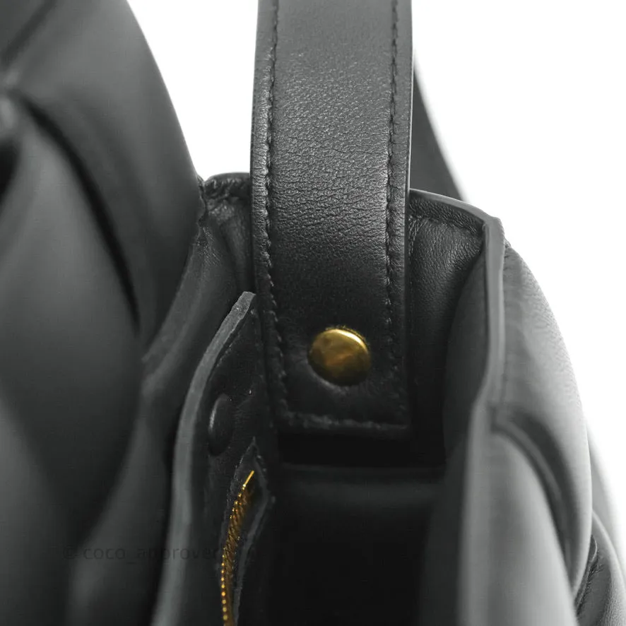 Bottega Veneta Padded Cassette Shoulder Bag Intrecciato Black Lambskin Gold Hardware