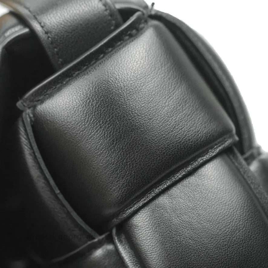 Bottega Veneta Padded Cassette Shoulder Bag Intrecciato Black Lambskin Gold Hardware