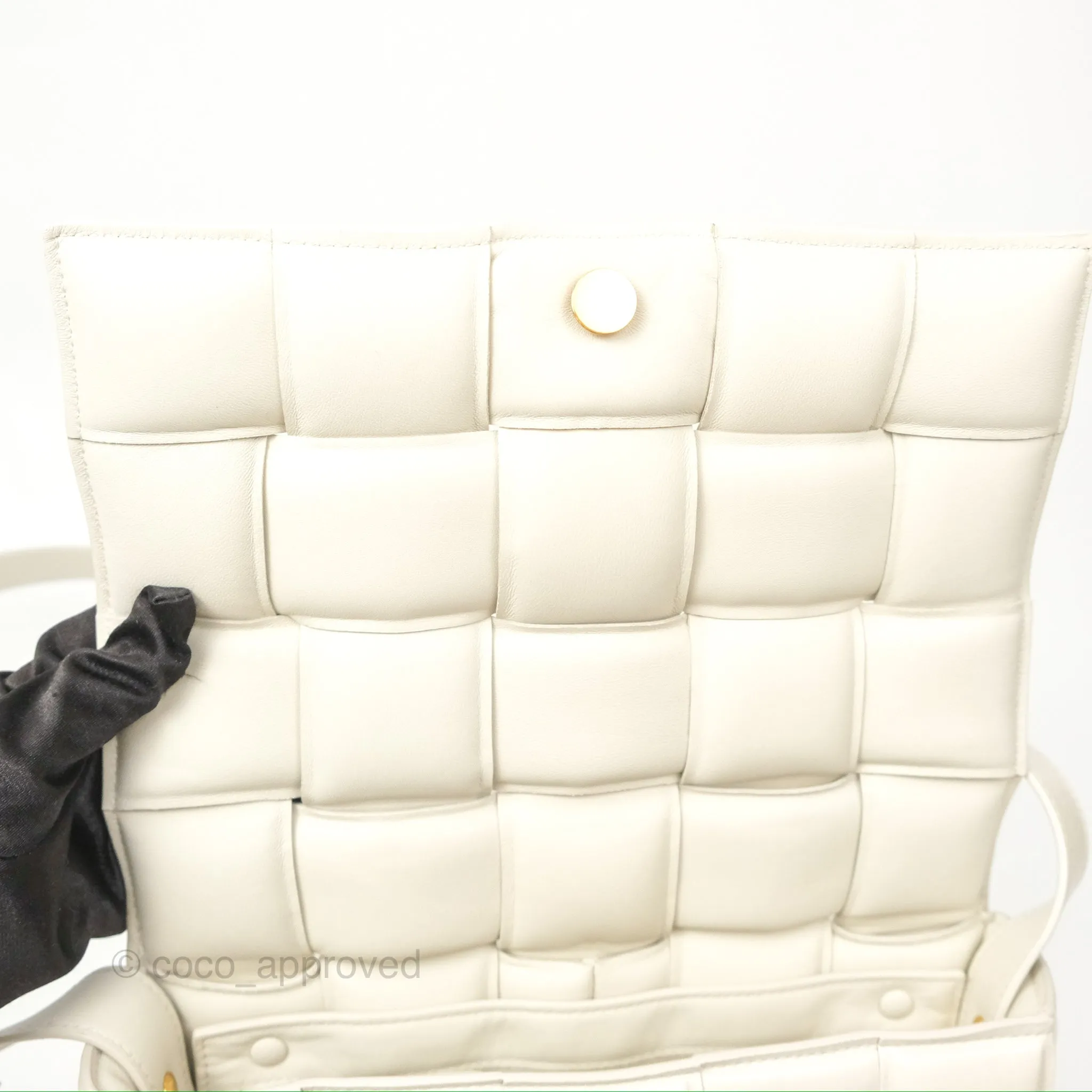 Bottega Veneta Padded Cassette Shoulder Bag Intrecciato Chalk Paper Calfskin