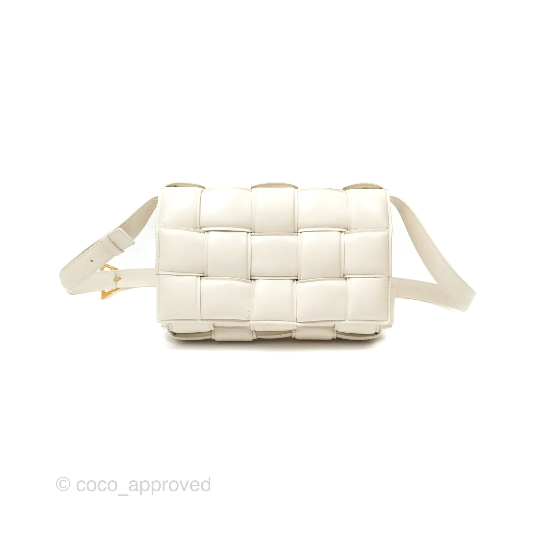 Bottega Veneta Padded Cassette Shoulder Bag Intrecciato Chalk Paper Calfskin