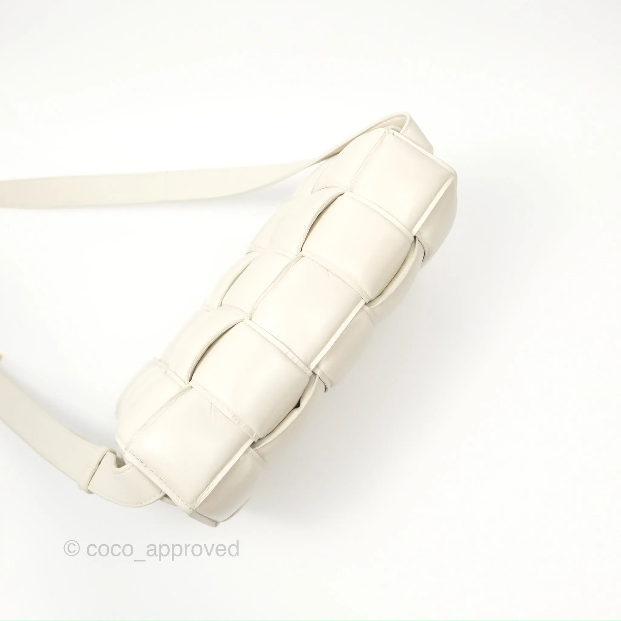 Bottega Veneta Padded Cassette Shoulder Bag Intrecciato Chalk Paper Calfskin