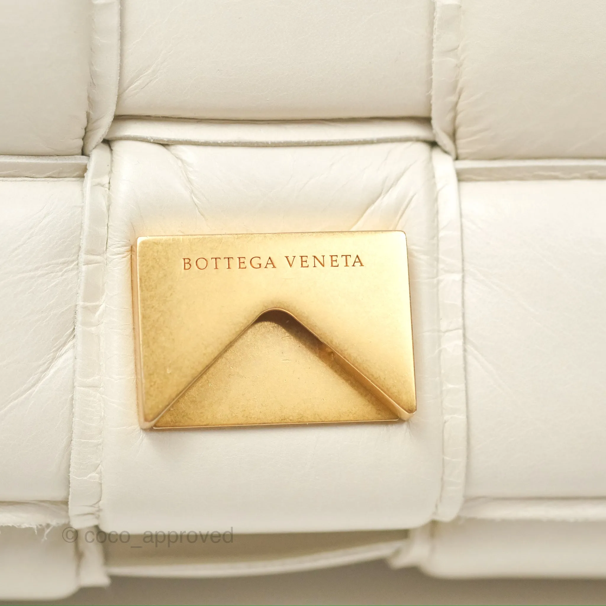 Bottega Veneta Padded Cassette Shoulder Bag Intrecciato Chalk Paper Calfskin