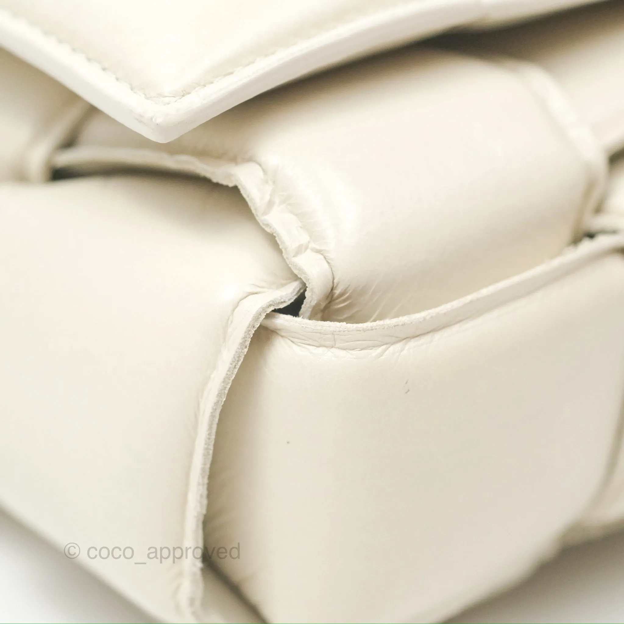 Bottega Veneta Padded Cassette Shoulder Bag Intrecciato Chalk Paper Calfskin