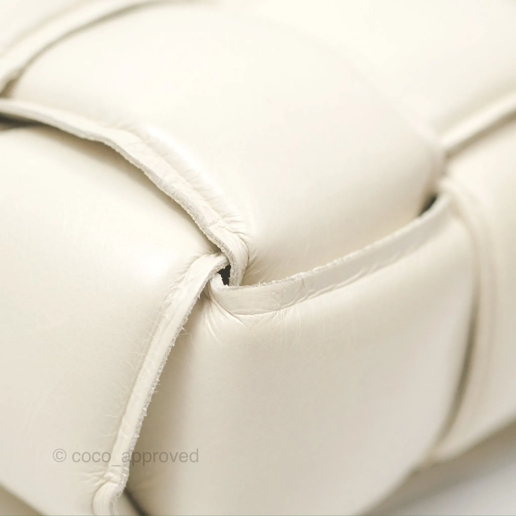 Bottega Veneta Padded Cassette Shoulder Bag Intrecciato Chalk Paper Calfskin
