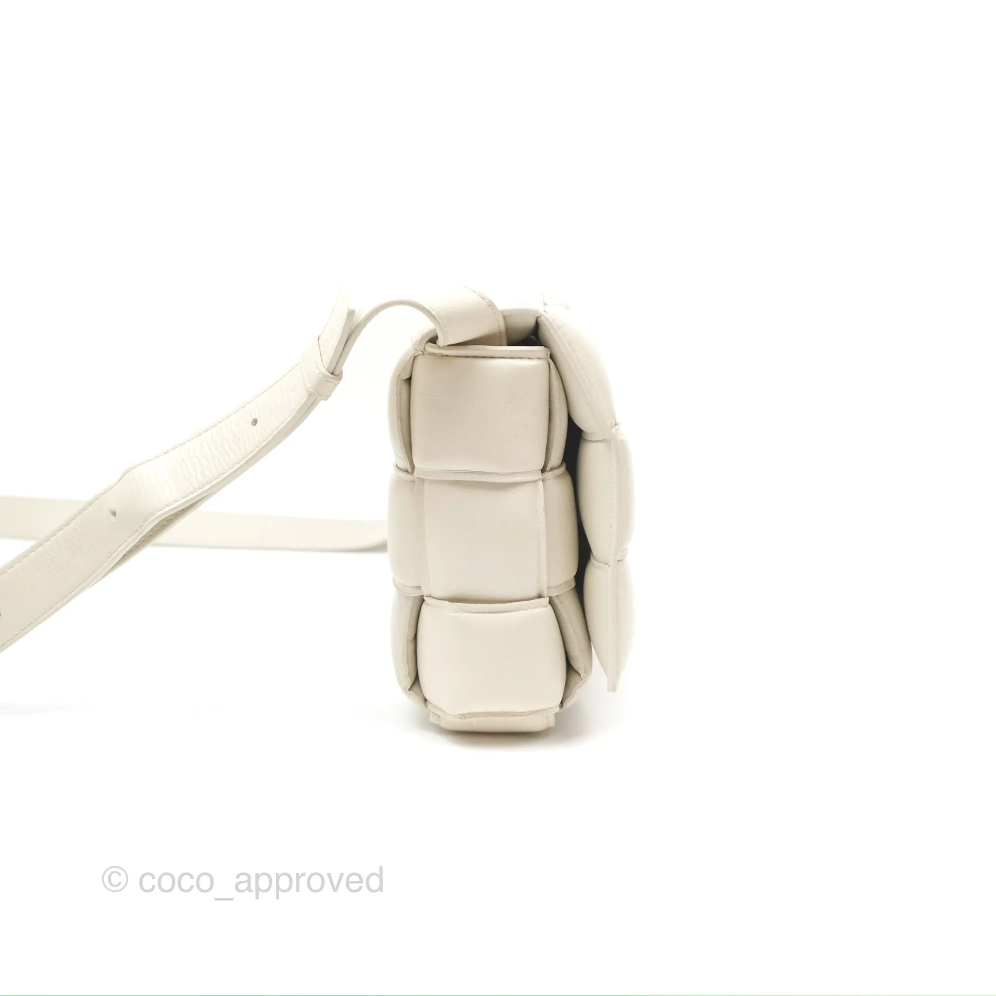 Bottega Veneta Padded Cassette Shoulder Bag Intrecciato Chalk Paper Calfskin