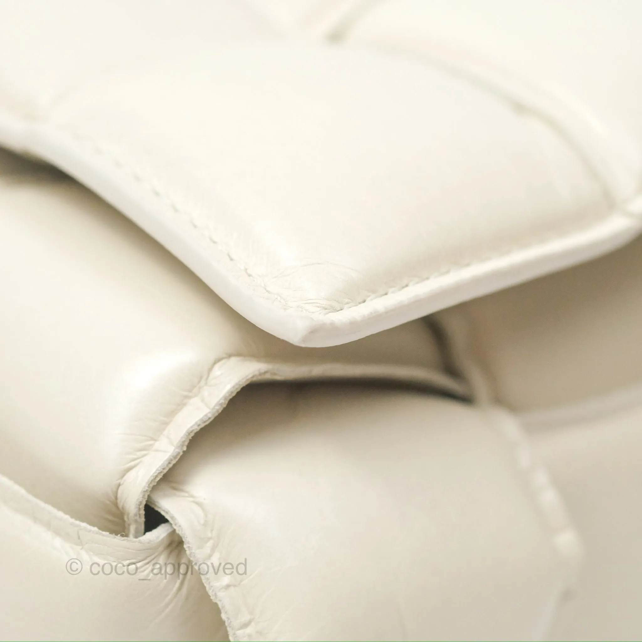 Bottega Veneta Padded Cassette Shoulder Bag Intrecciato Chalk Paper Calfskin