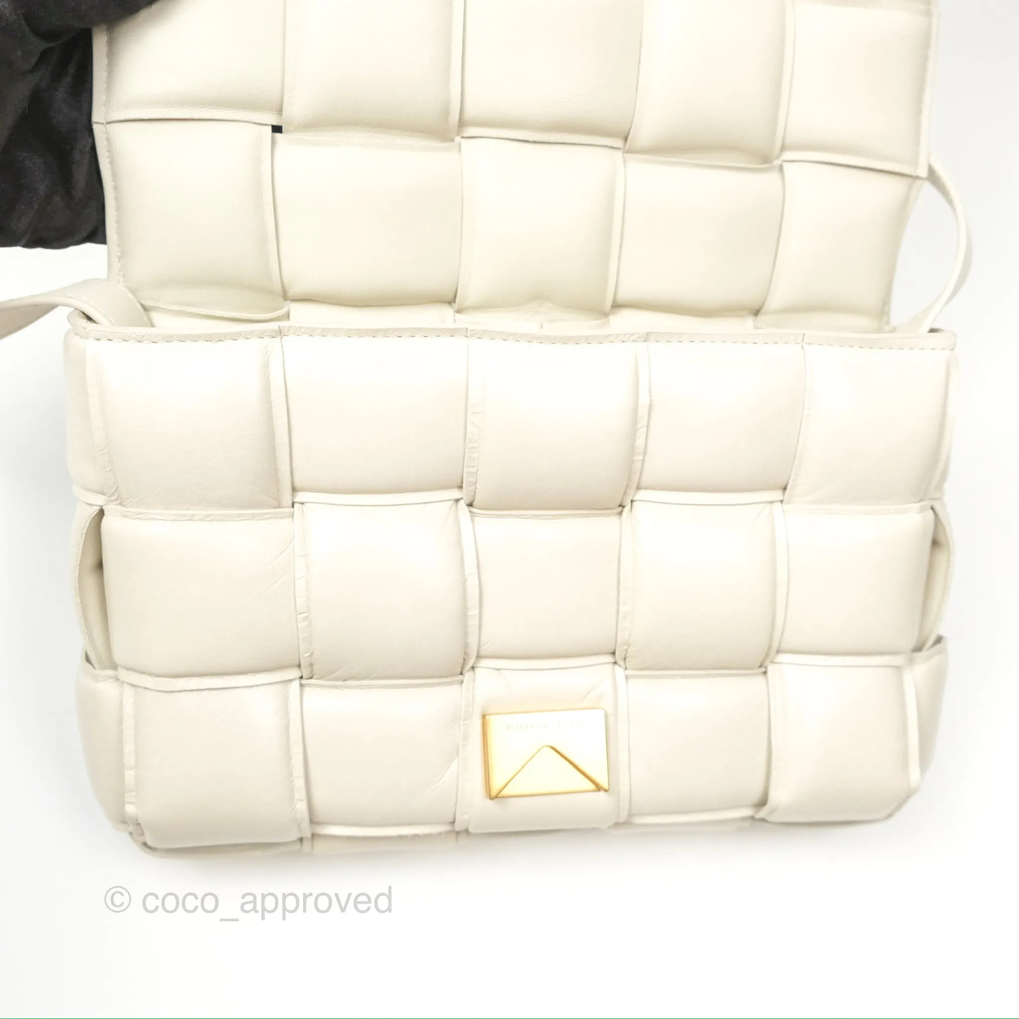 Bottega Veneta Padded Cassette Shoulder Bag Intrecciato Chalk Paper Calfskin